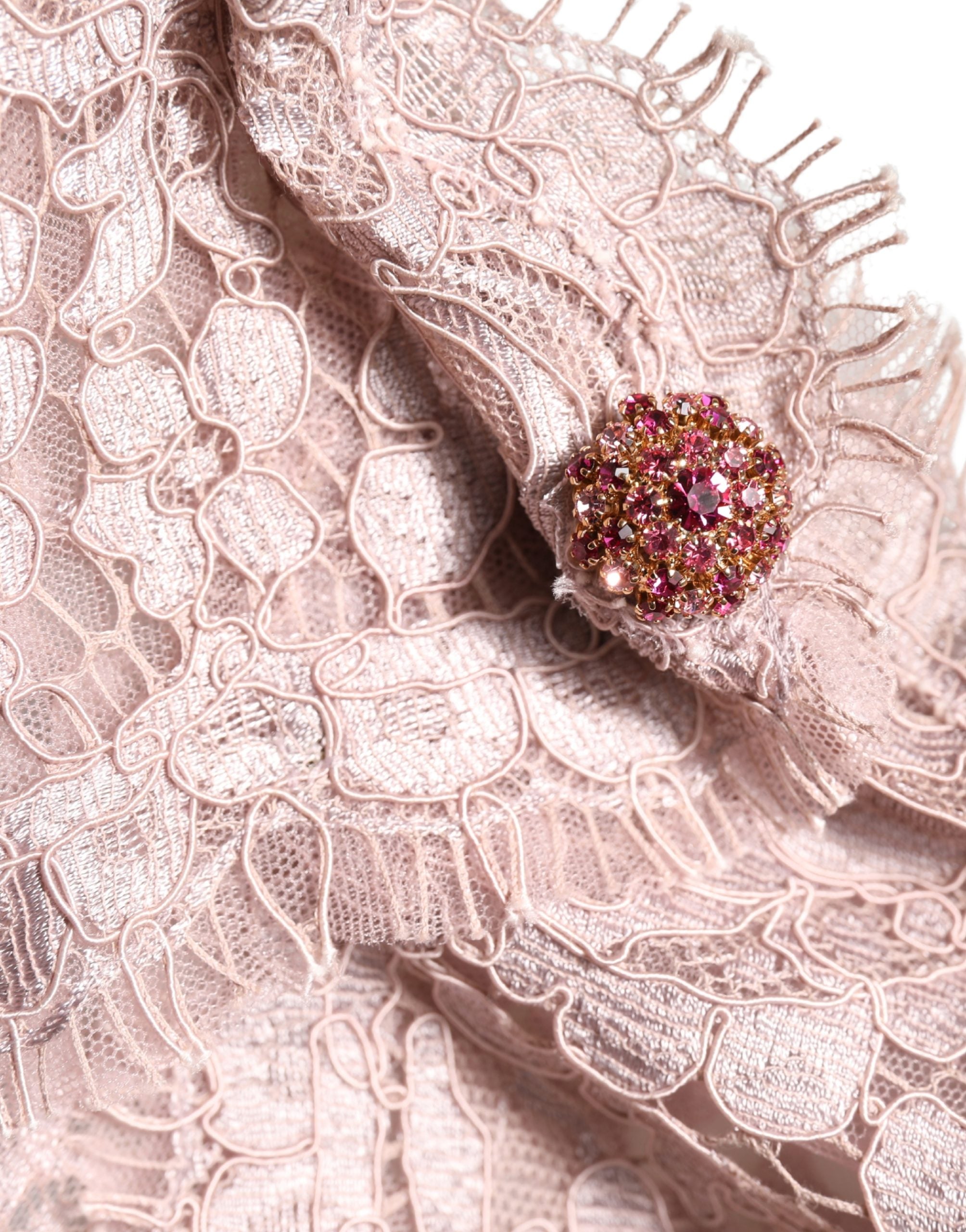 Dolce & Gabbana Pink Lace Long Sleeves Evening Gown Women's Dress