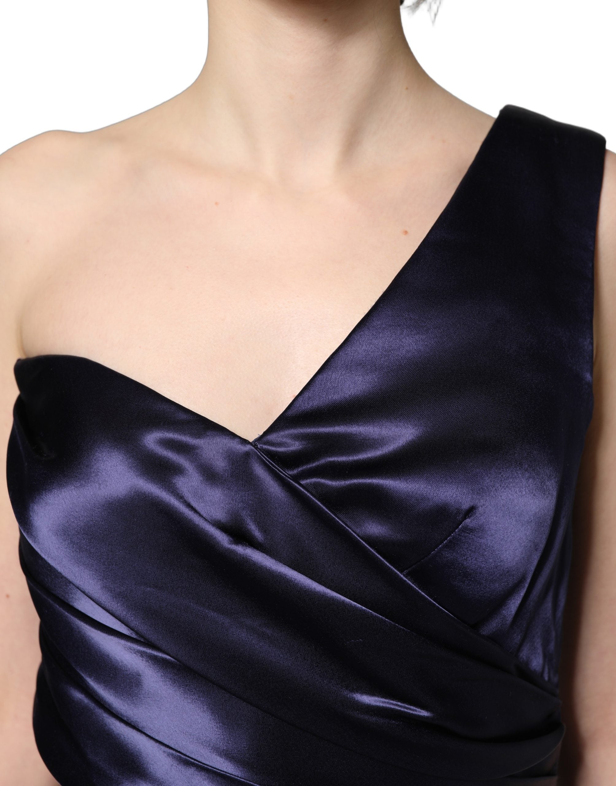Dolce & Gabbana Navy Blue One Shoulder Evening Gown Women's Dress (Pre-Owned)
