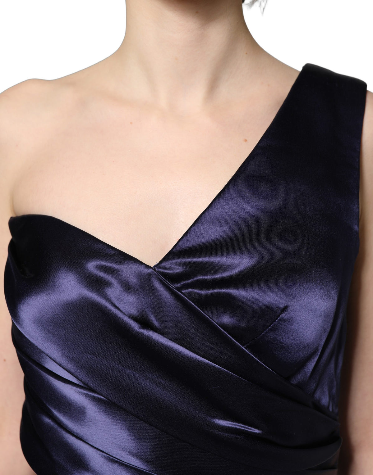 Dolce & Gabbana Navy Blue One Shoulder Evening Gown Women's Dress (Pre-Owned)