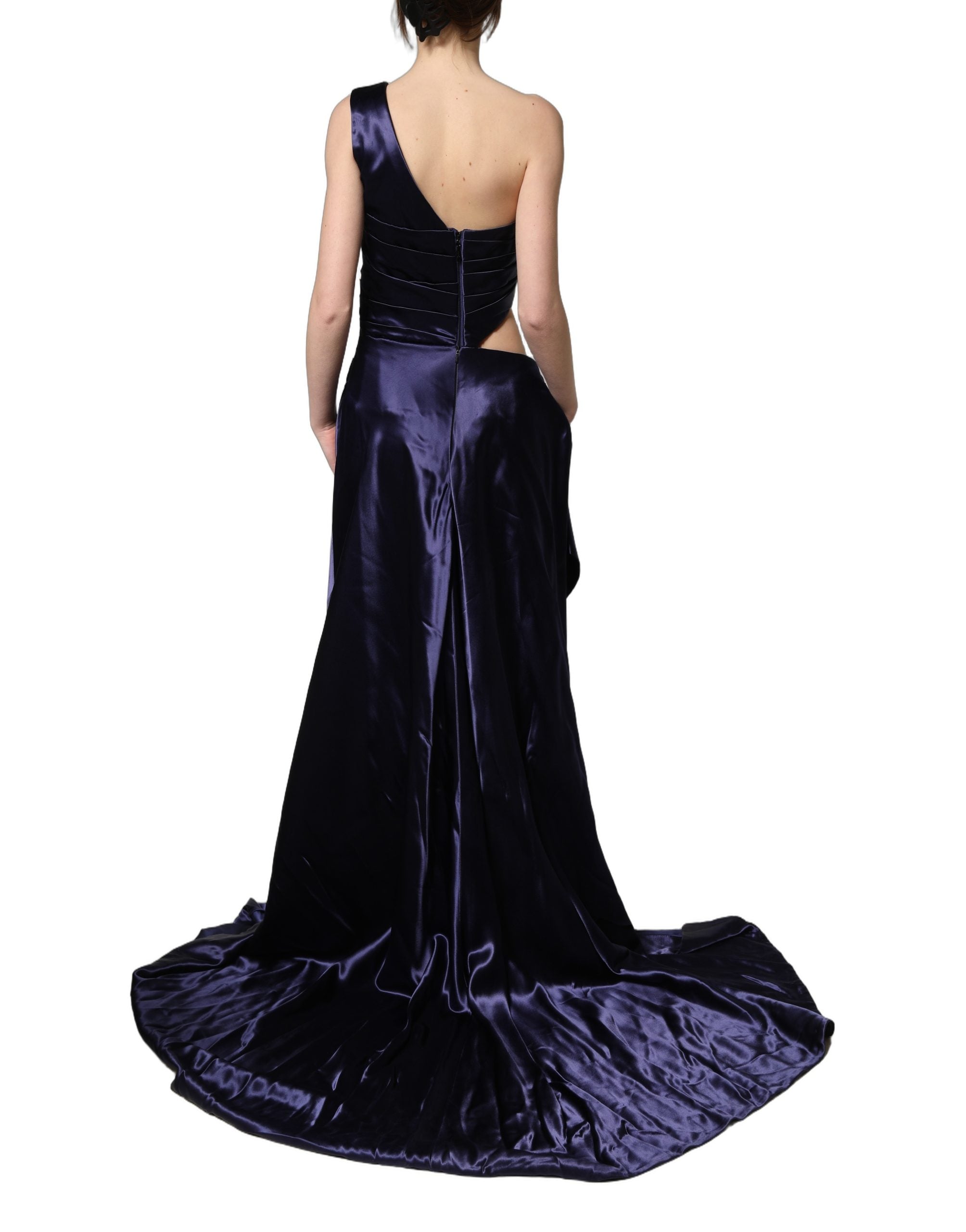 Dolce & Gabbana Navy Blue One Shoulder Evening Gown Women's Dress (Pre-Owned)