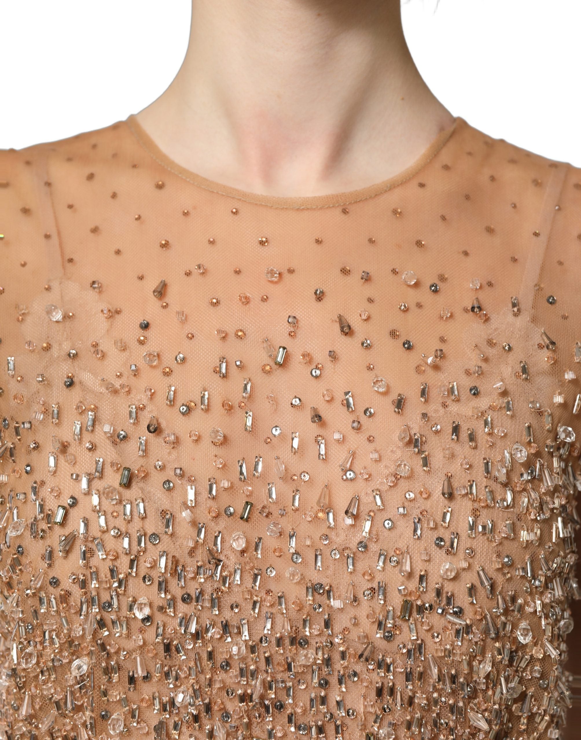 Dolce & Gabbana Brown Crystal Embellished Mermaid Gown Women's Dress