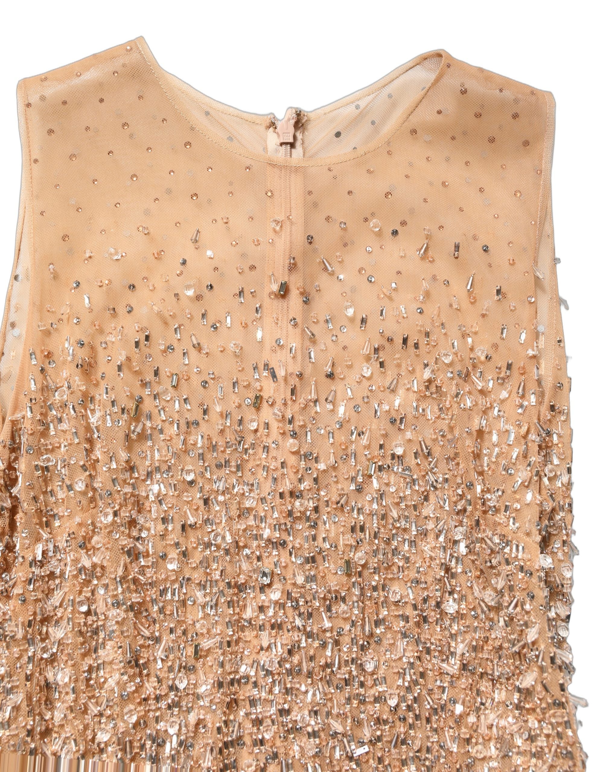 Dolce & Gabbana Brown Crystal Embellished Mermaid Gown Women's Dress