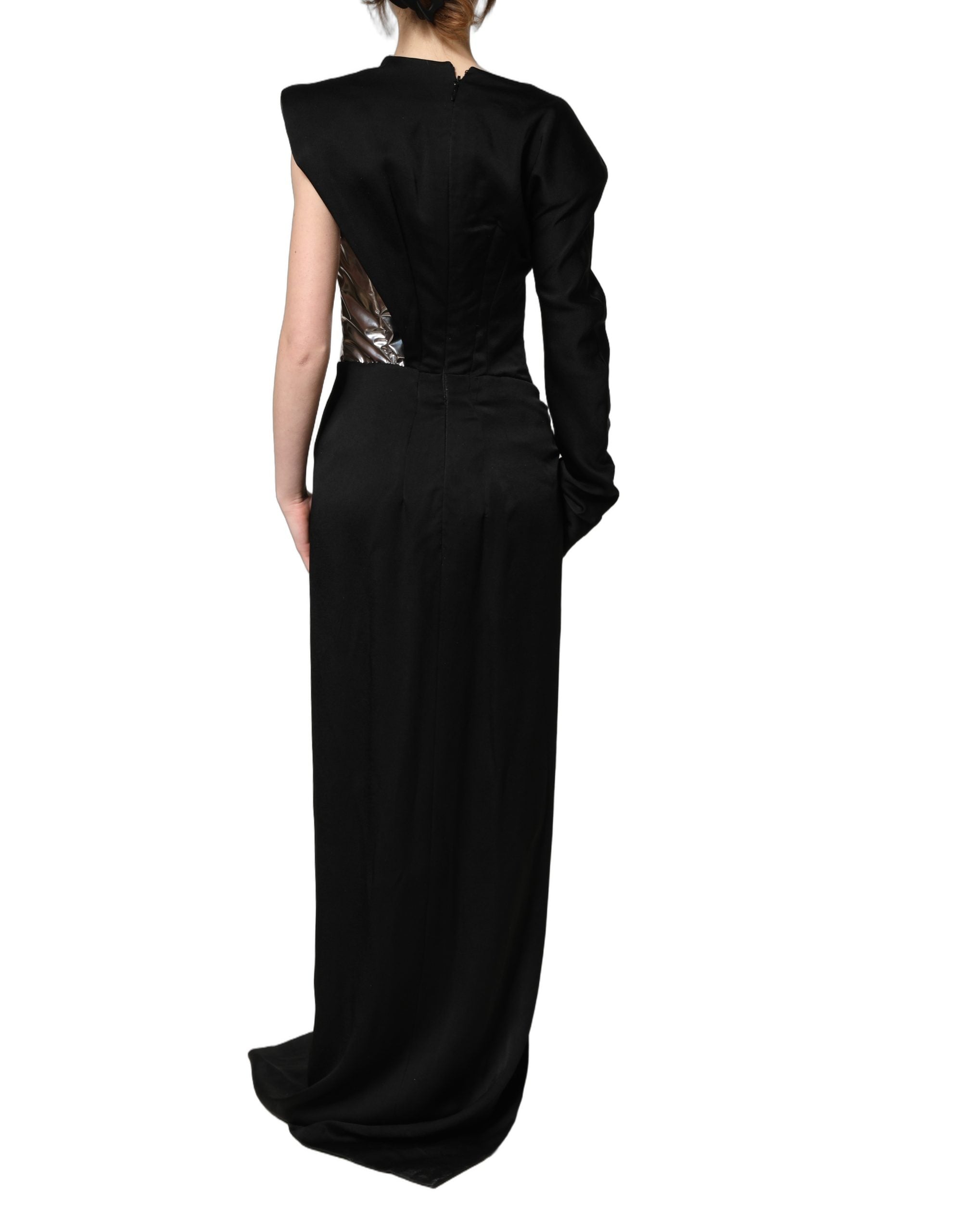 Dolce & Gabbana Black Silver OneShoulder Cocktail Gown Women's Dress (Pre-Owned)