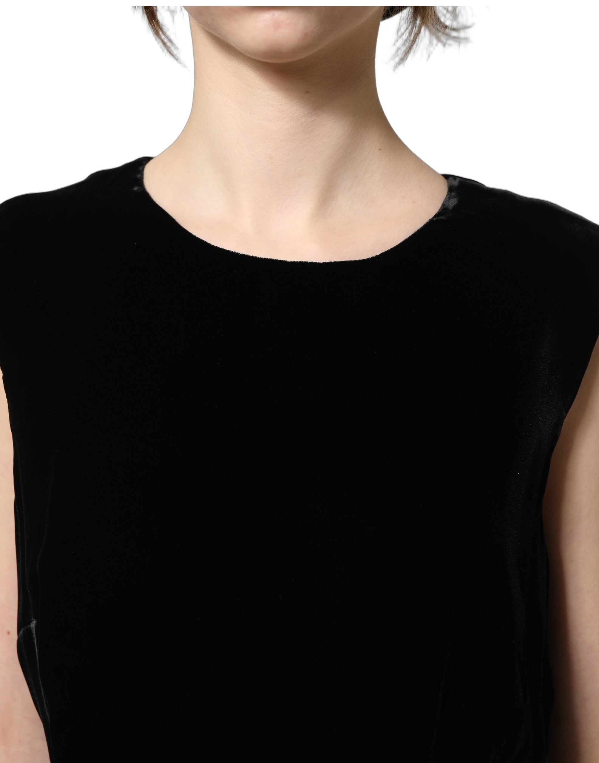 Dolce & Gabbana Black Viscose Velvet Floor Length Gown Women's Dress (Pre-Owned)