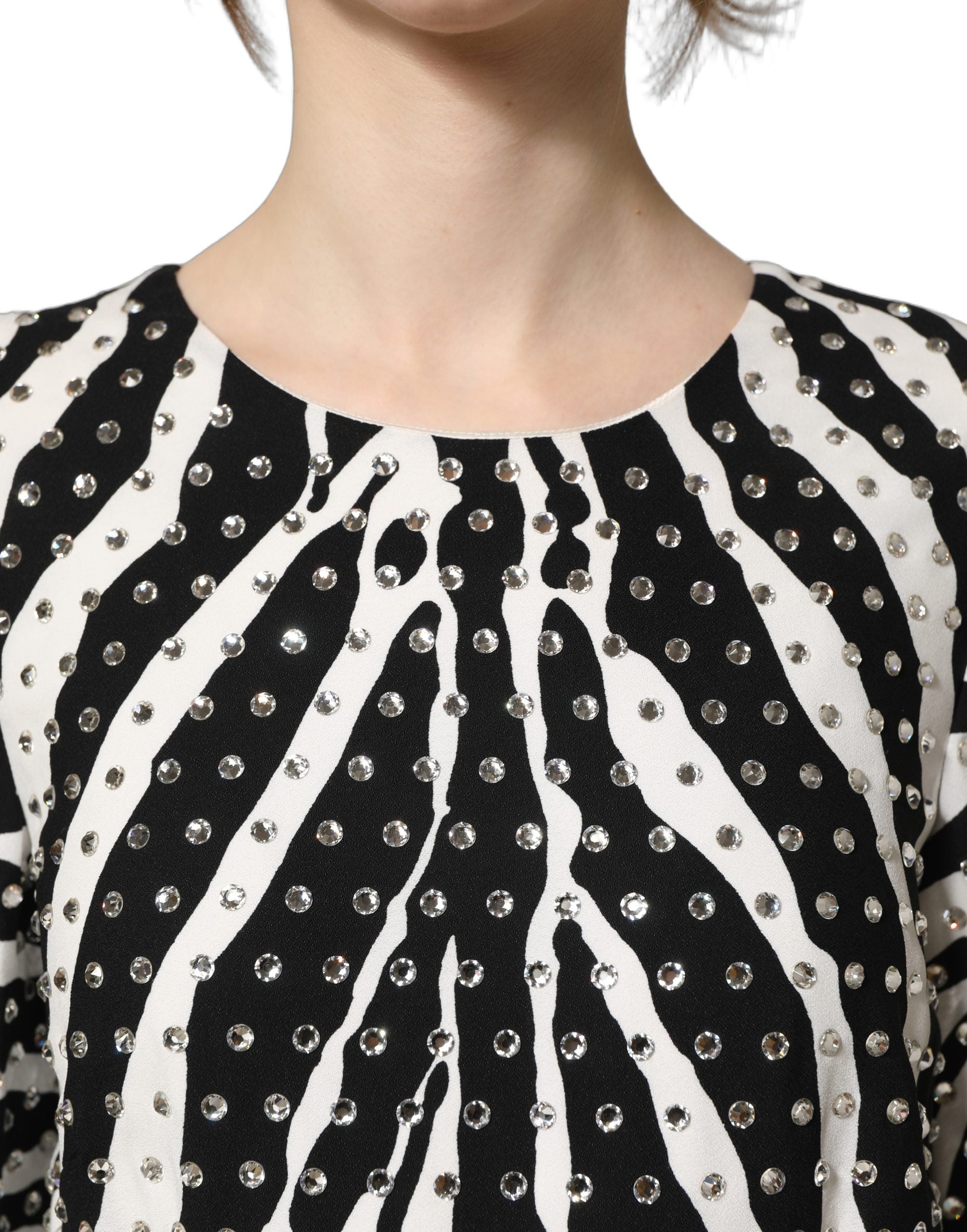 Dolce & Gabbana Black White Zebra Crystal Embellished Women's Dress (Pre-Owned)