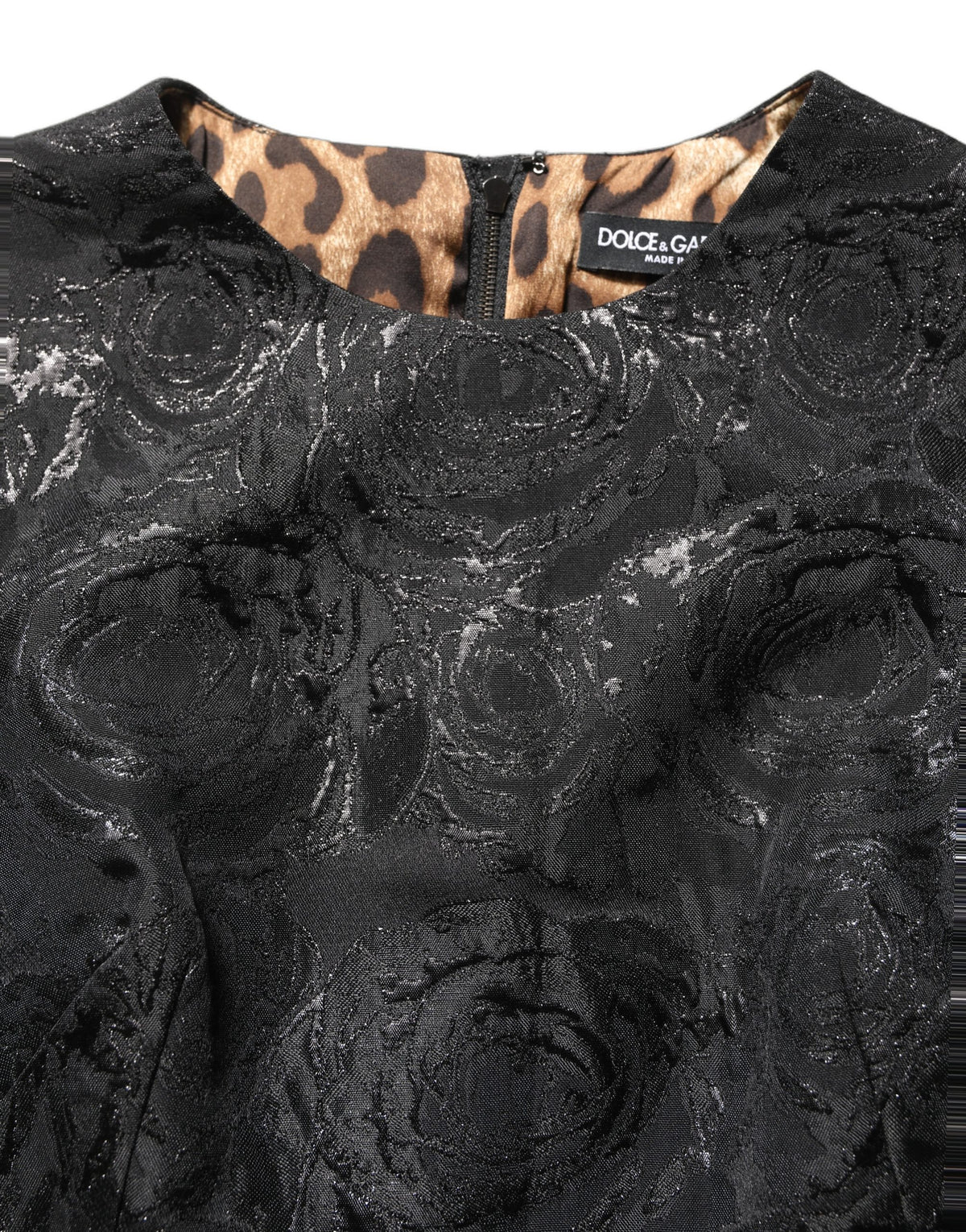 Dolce & Gabbana Black Floral Jacquard Flared A-line Women's Dress