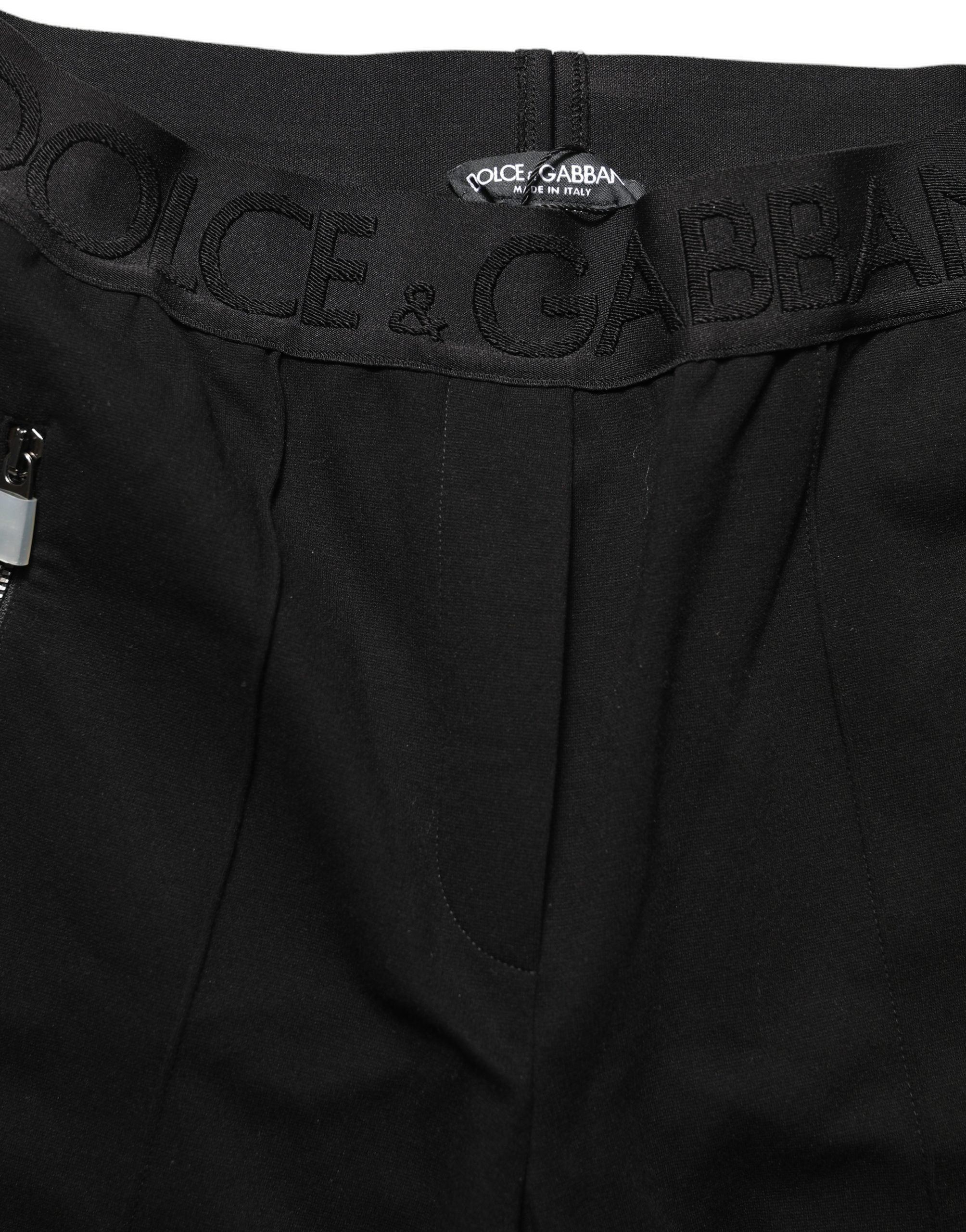 Dolce & Gabbana Black Viscose Mid Waist Skinny Trouser Women's Pants