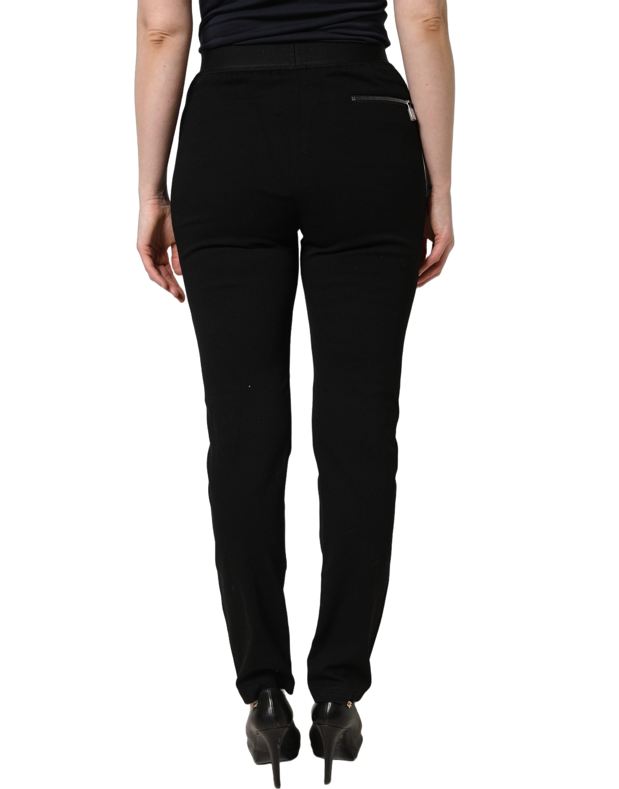 Dolce & Gabbana Black Viscose Mid Waist Skinny Trouser Women's Pants