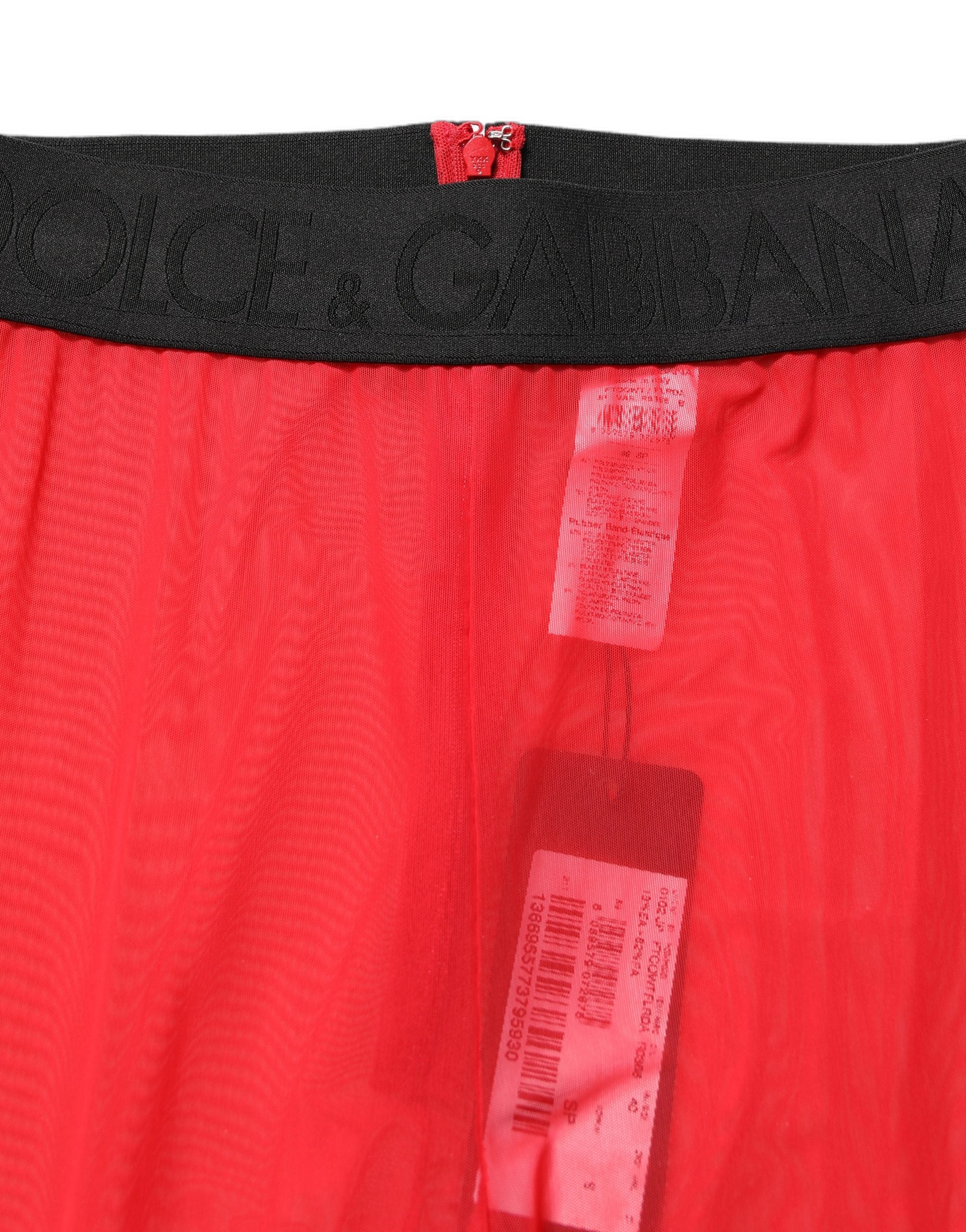 Dolce & Gabbana Red Nylon Stretch Slim Legging Trouser Women's Pants