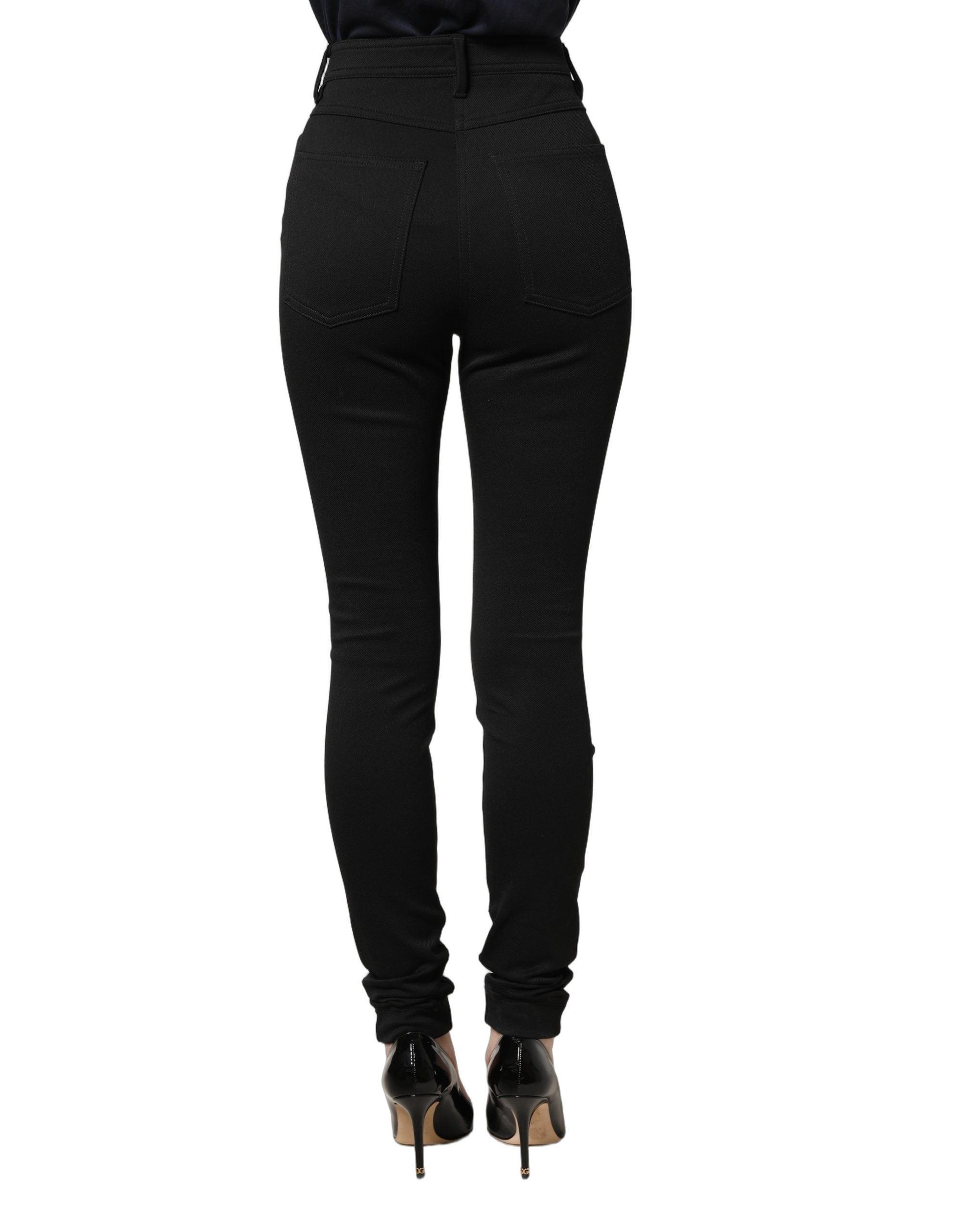 Dolce & Gabbana Black Nylon Stretch Skinny High Waist Women's Pants