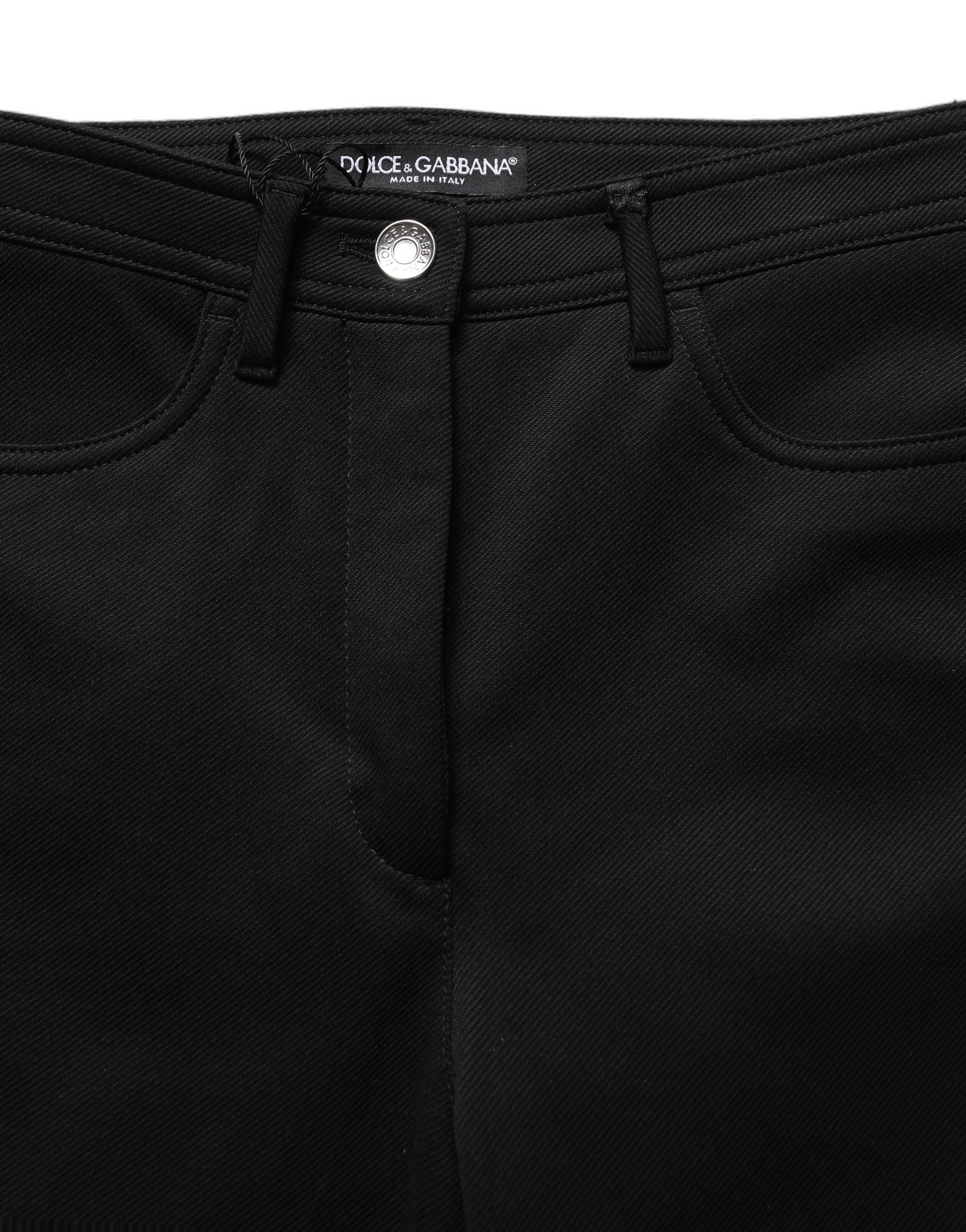 Dolce & Gabbana Black Nylon Stretch Skinny High Waist Women's Pants