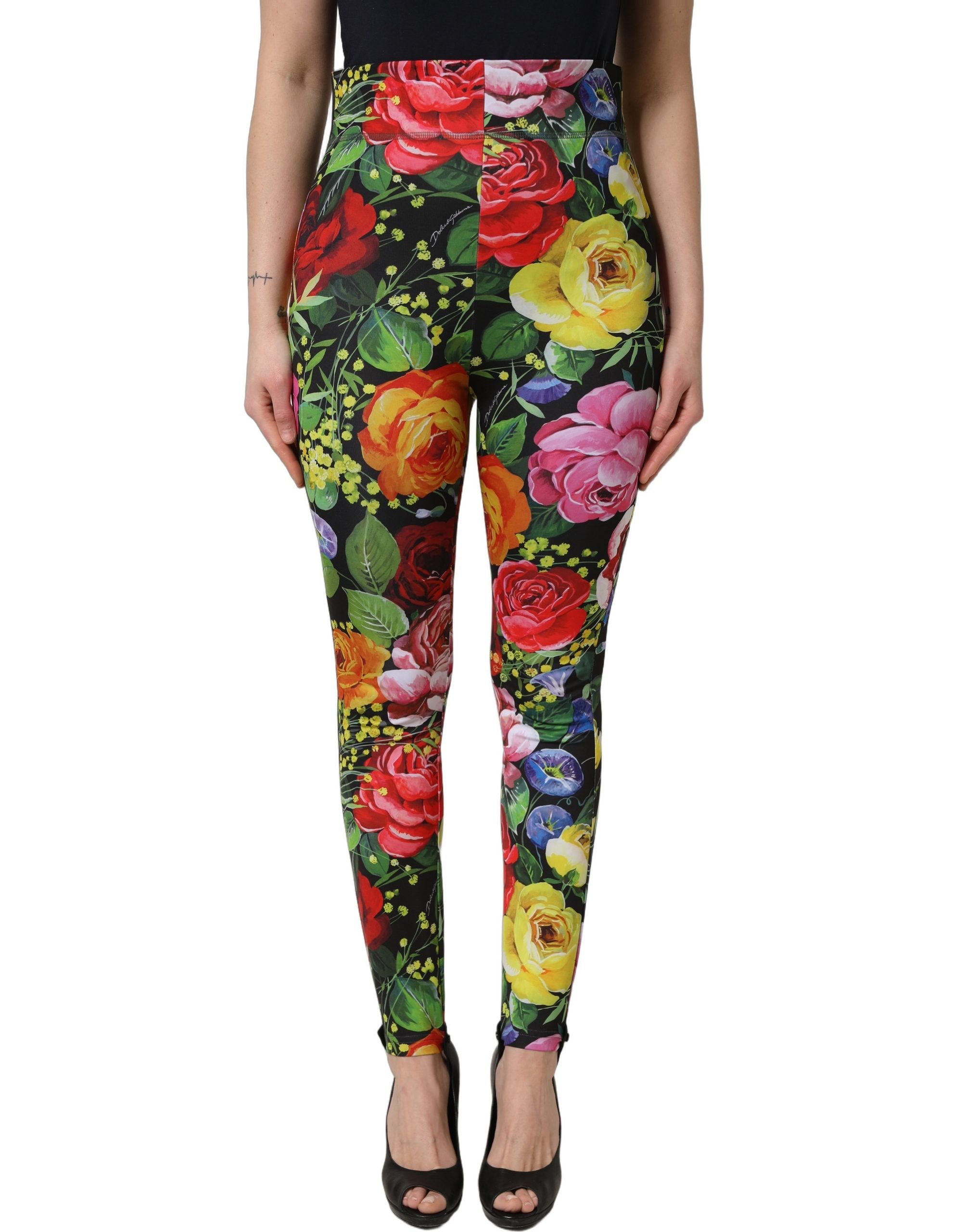 Dolce & Gabbana Multicolor Floral Stretch Jersey Leggings Women's Pants