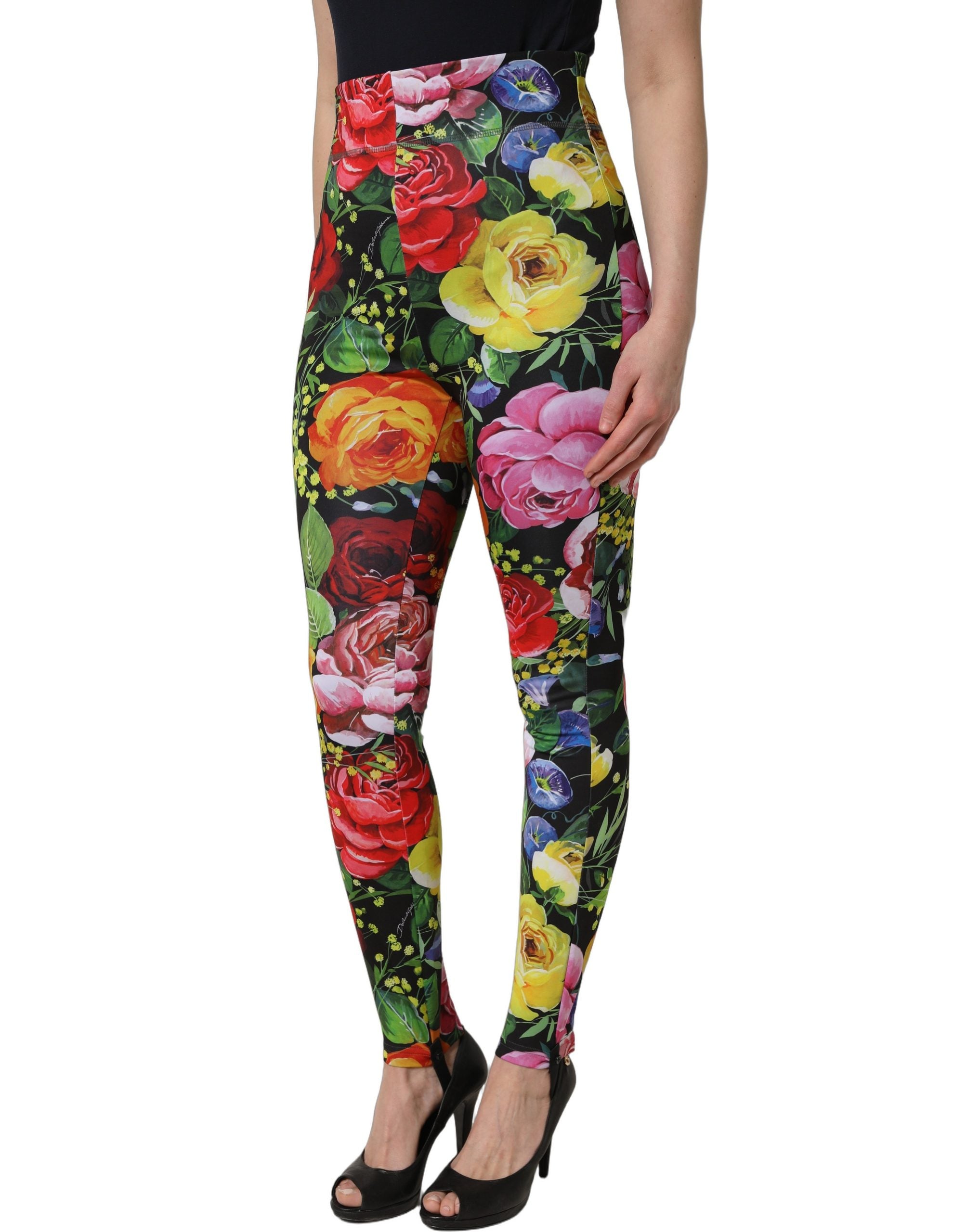 Dolce & Gabbana Multicolor Floral Stretch Jersey Leggings Women's Pants
