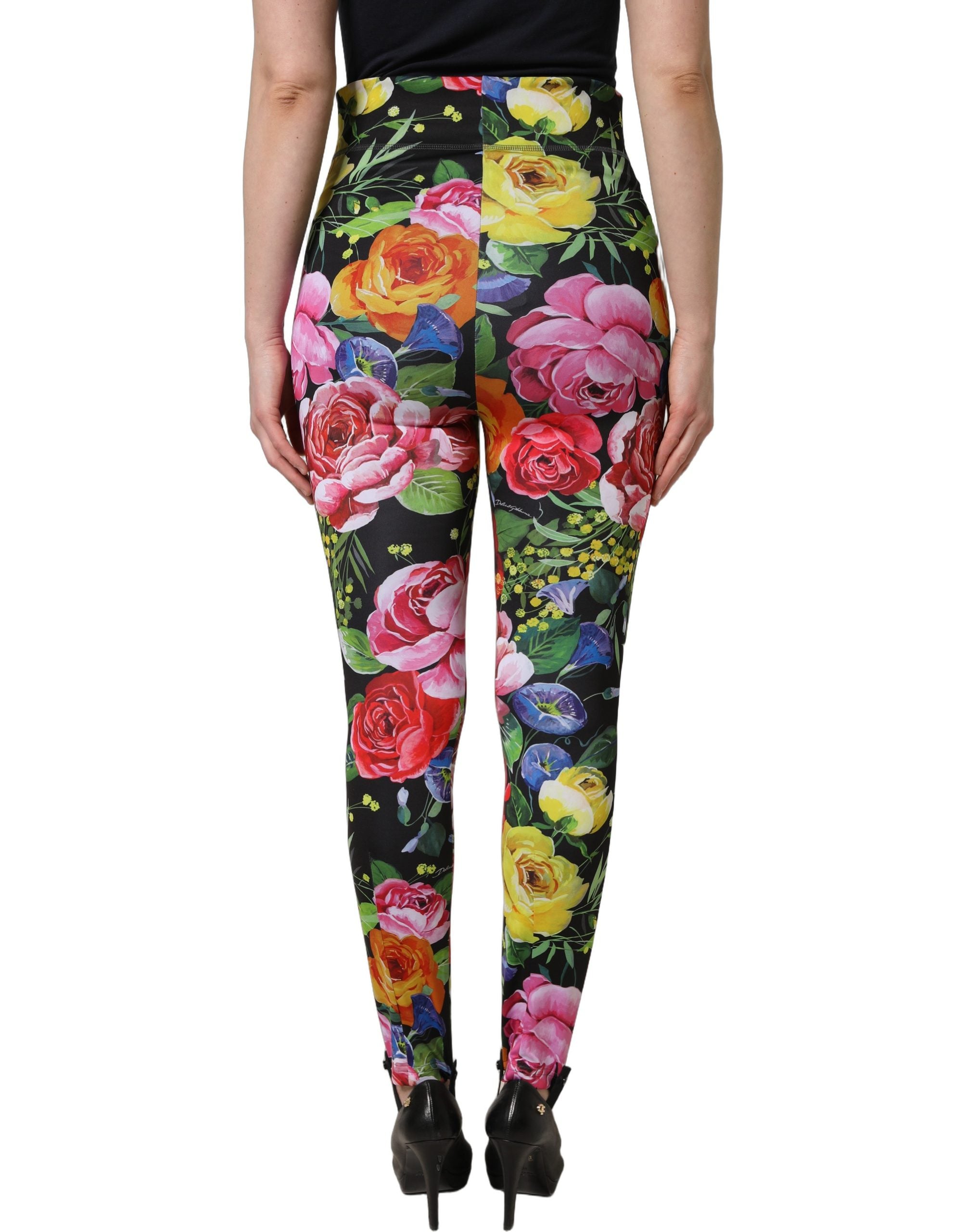 Dolce & Gabbana Multicolor Floral Stretch Jersey Leggings Women's Pants