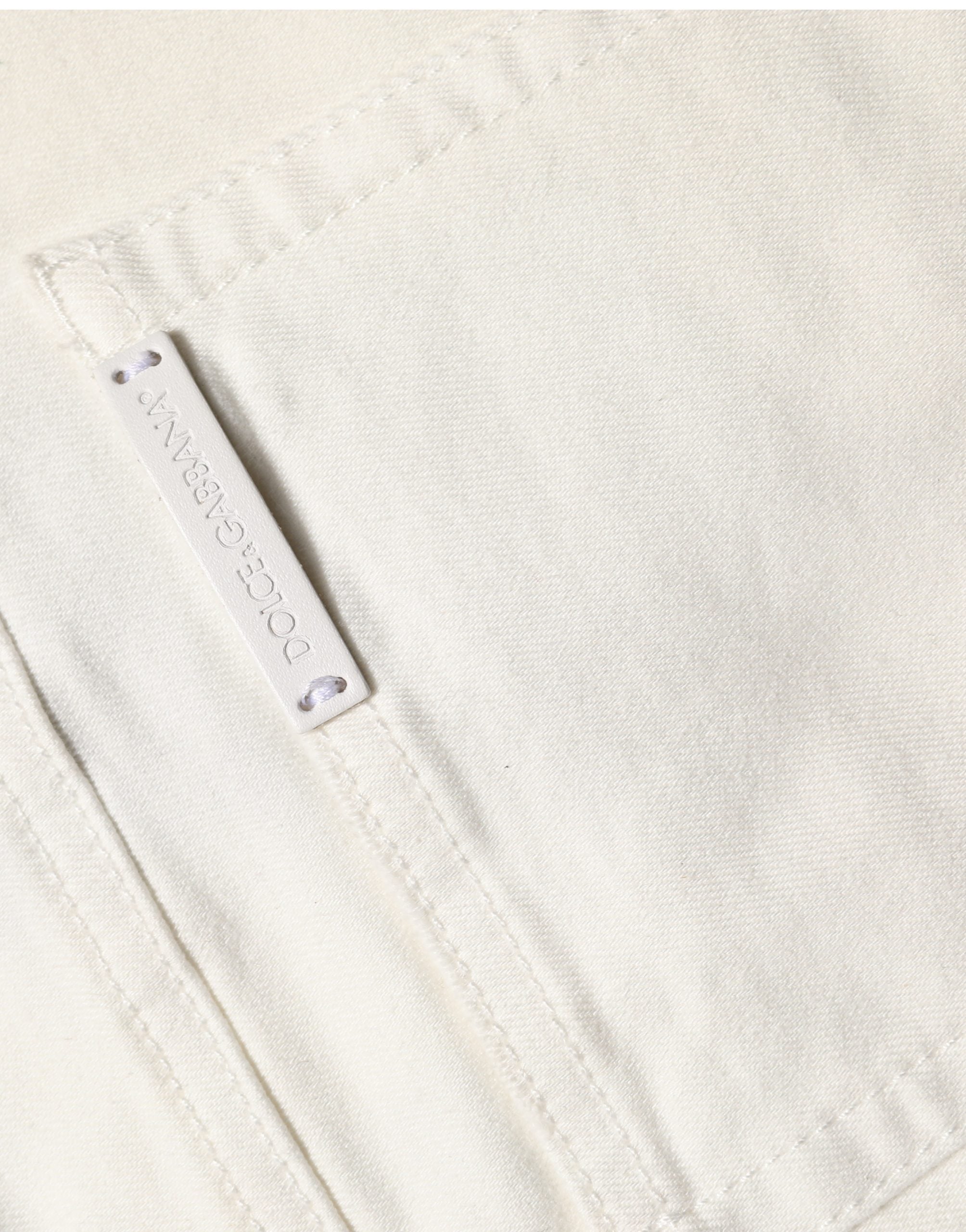 Dolce & Gabbana White Tattered Skinny Cotton Denim Women's Jeans (Pre-Owned)
