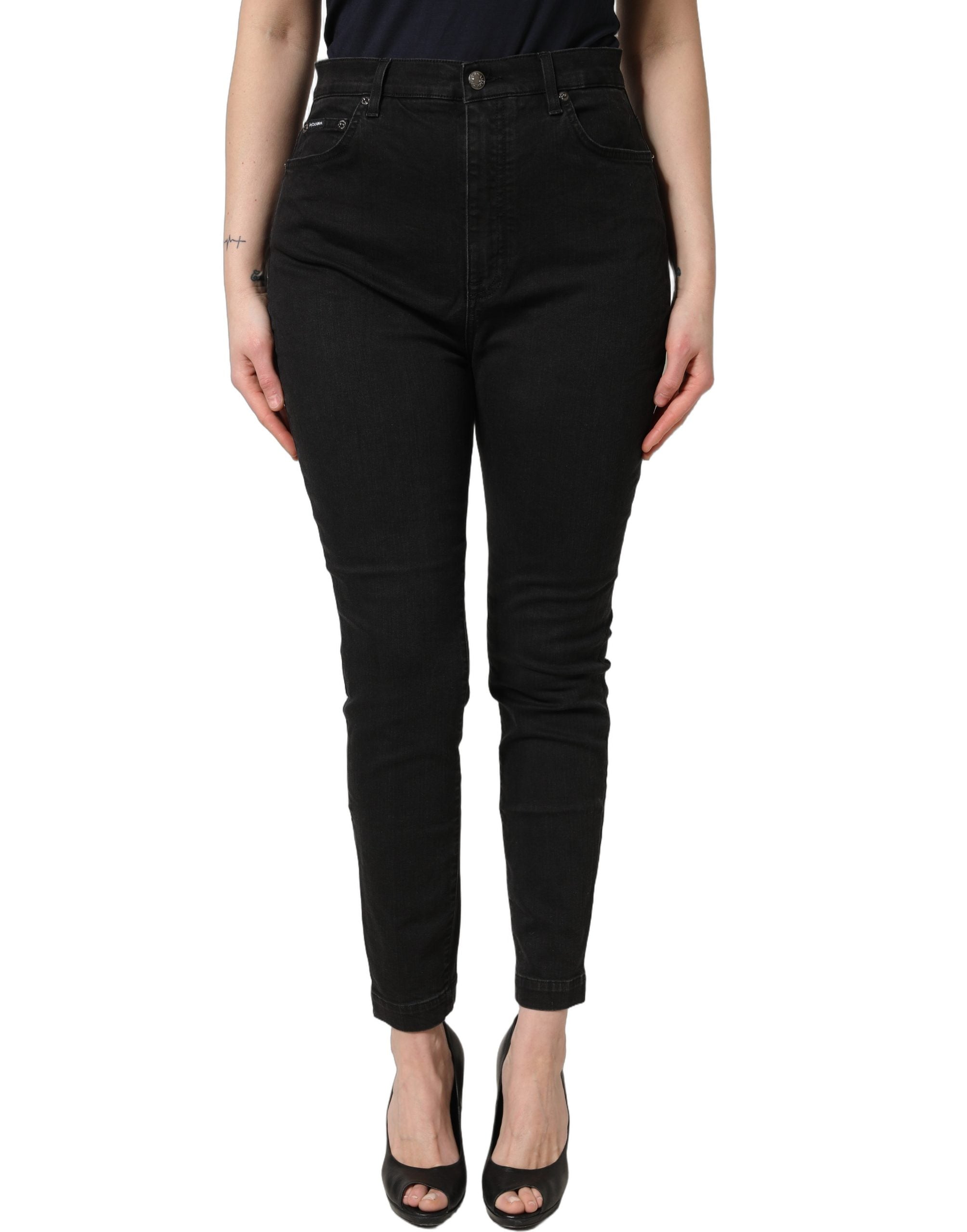Dolce & Gabbana Black Skinny Cotton High Waist Denim Women's Jeans