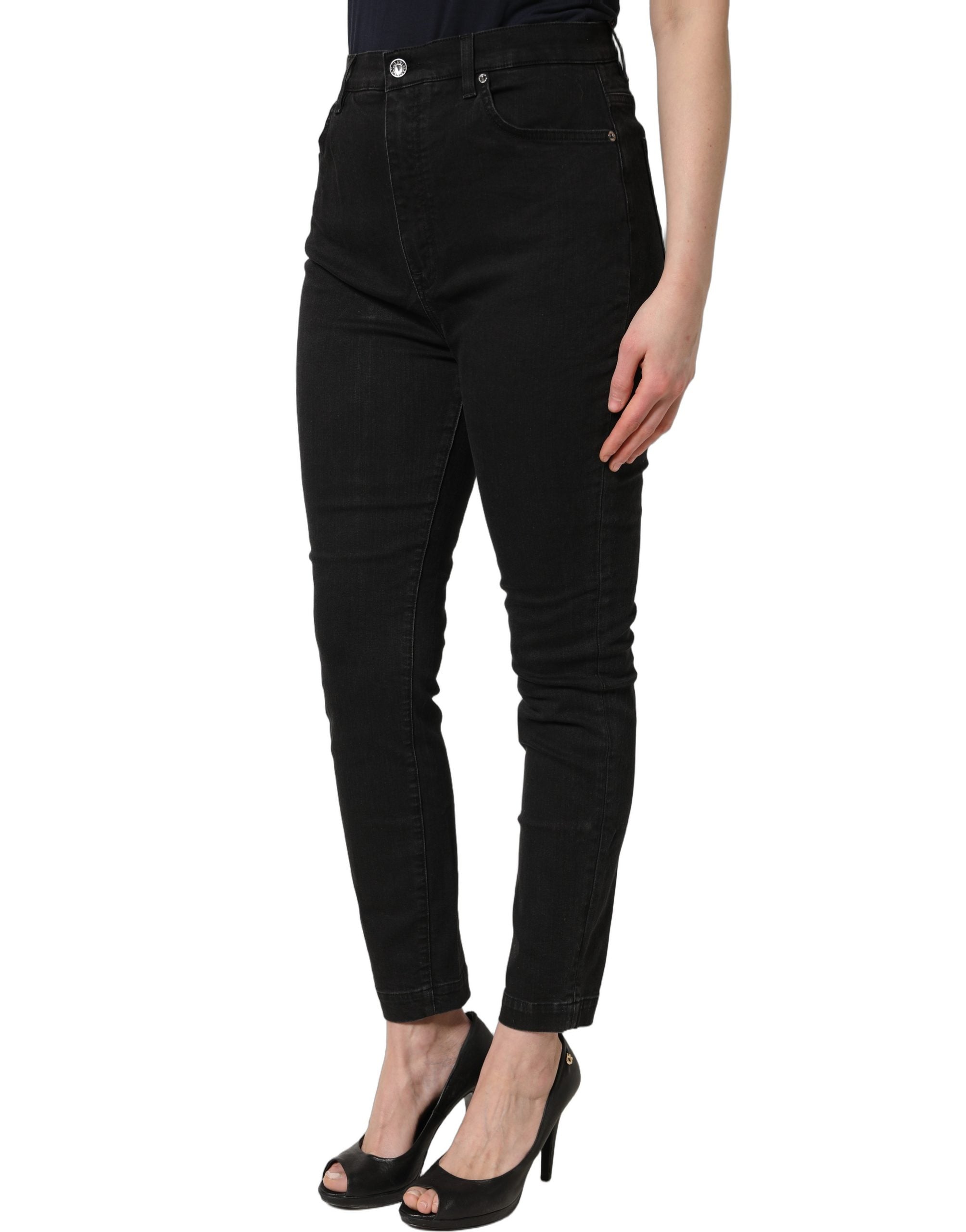 Dolce & Gabbana Black Skinny Cotton High Waist Denim Women's Jeans