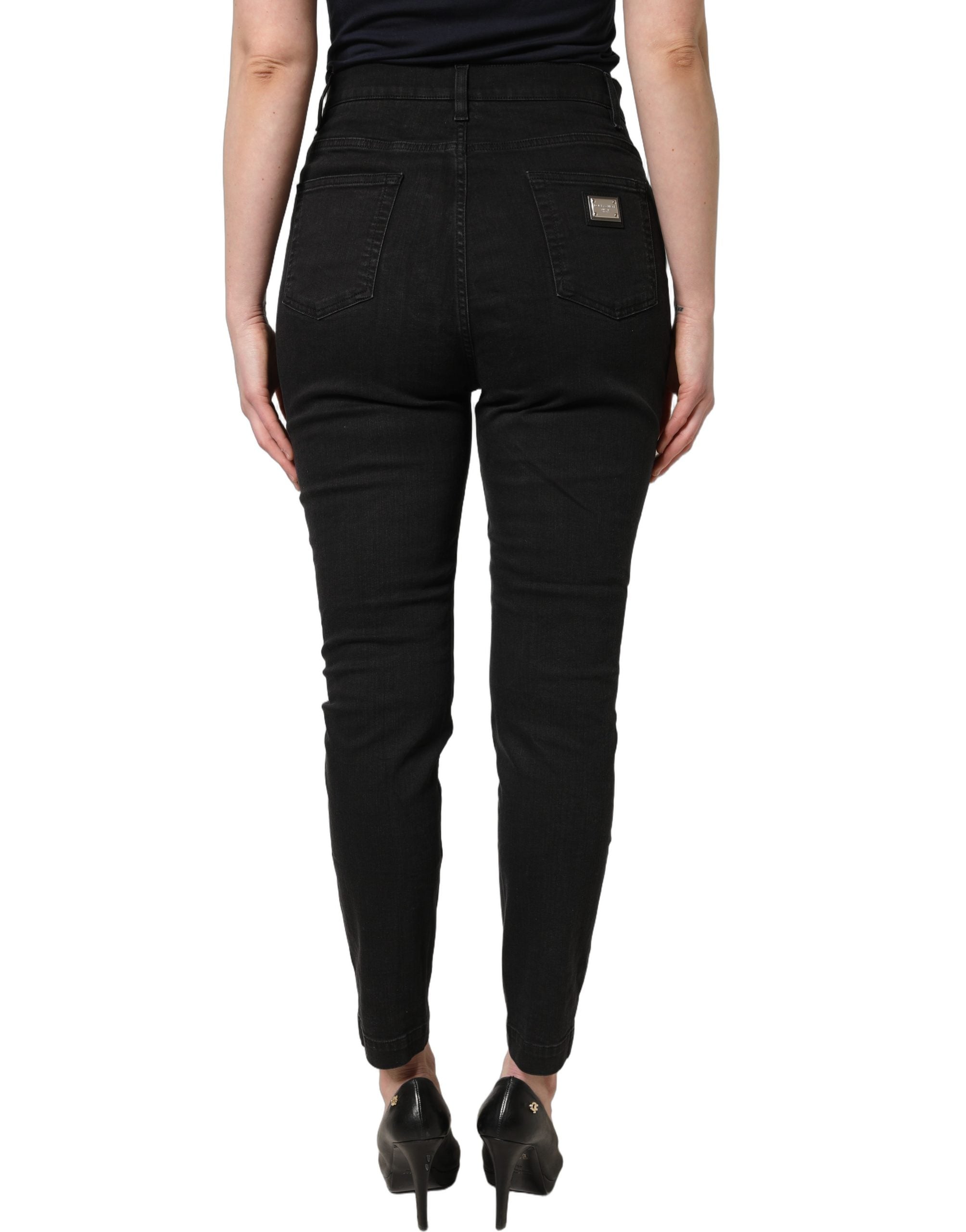 Dolce & Gabbana Black Skinny Cotton High Waist Denim Women's Jeans
