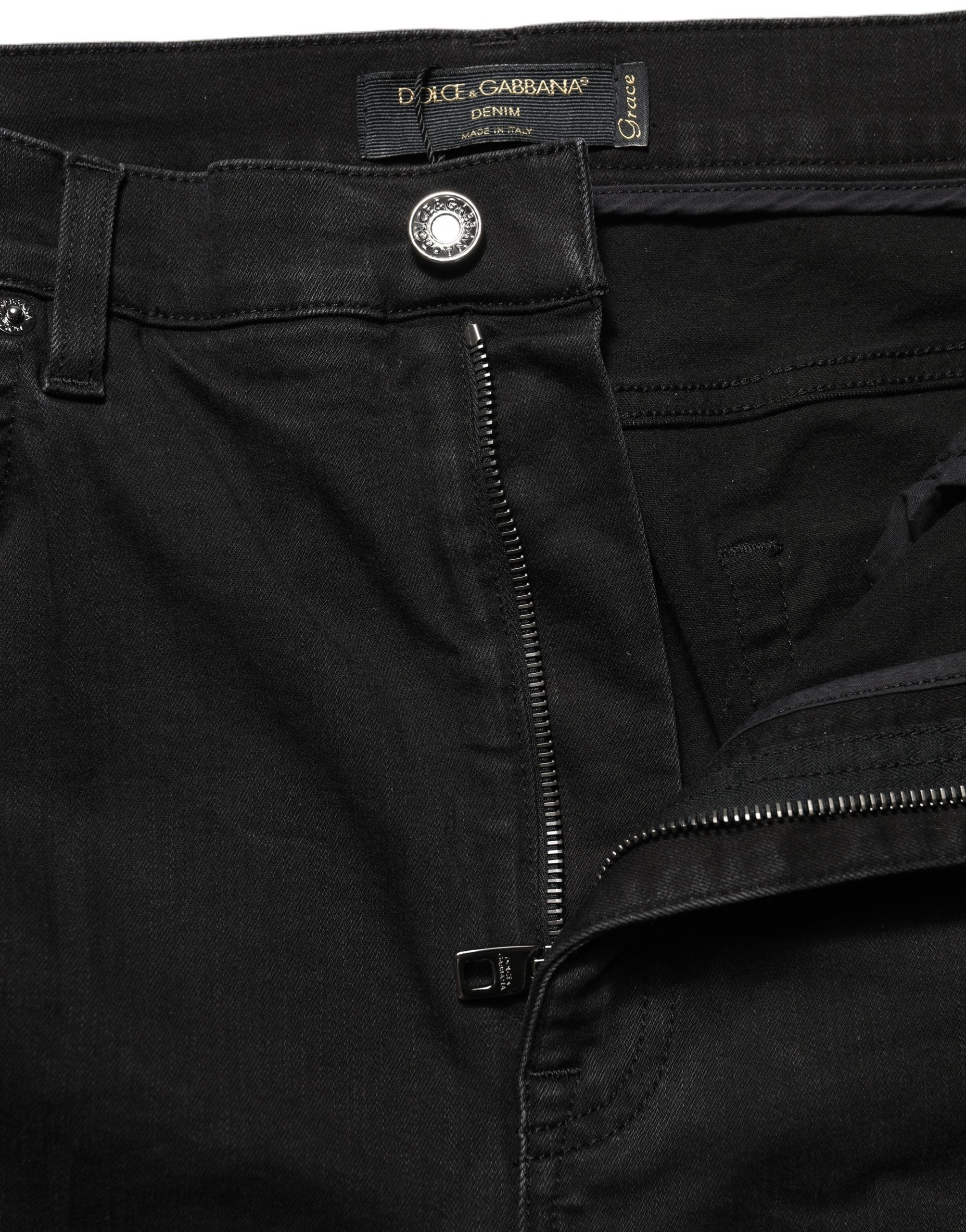Dolce & Gabbana Black Skinny Cotton High Waist Denim Women's Jeans