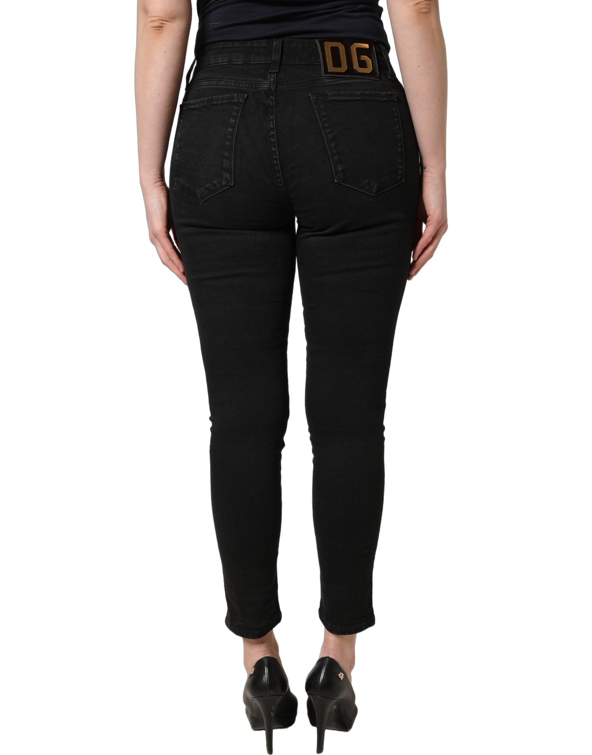 Dolce & Gabbana Black Skinny Cotton Low Waist Denim Women's Jeans (Pre-Owned)