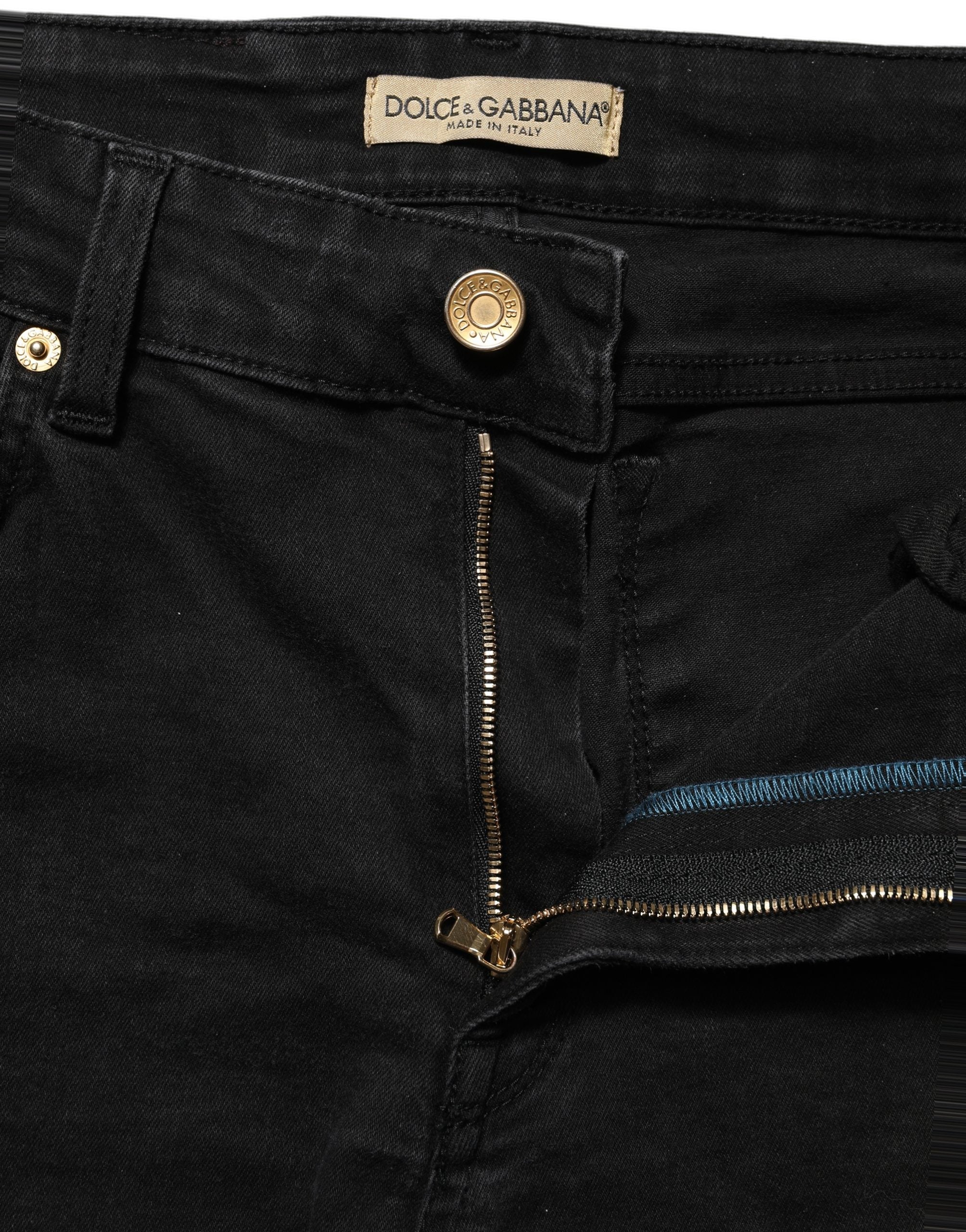 Dolce & Gabbana Black Skinny Cotton Low Waist Denim Women's Jeans (Pre-Owned)