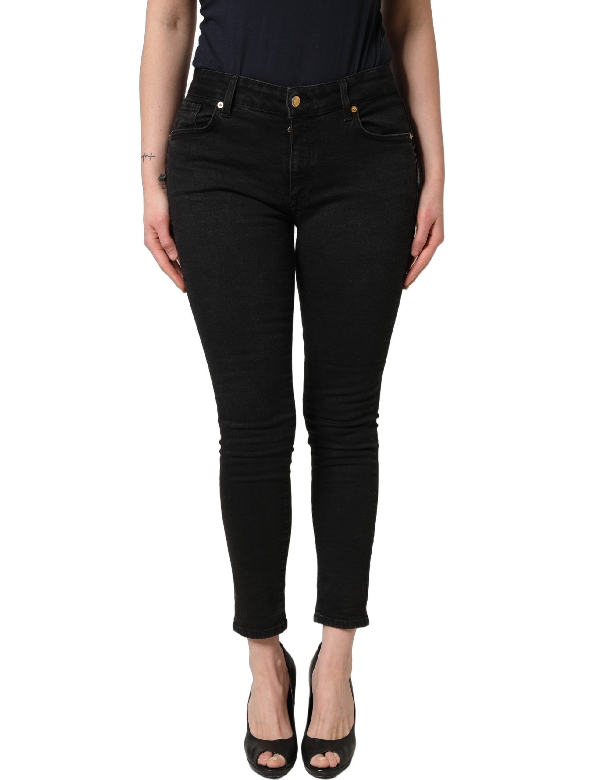 Dolce & Gabbana Black Skinny Cotton Low Waist Denim Women's Jeans (Pre-Owned)