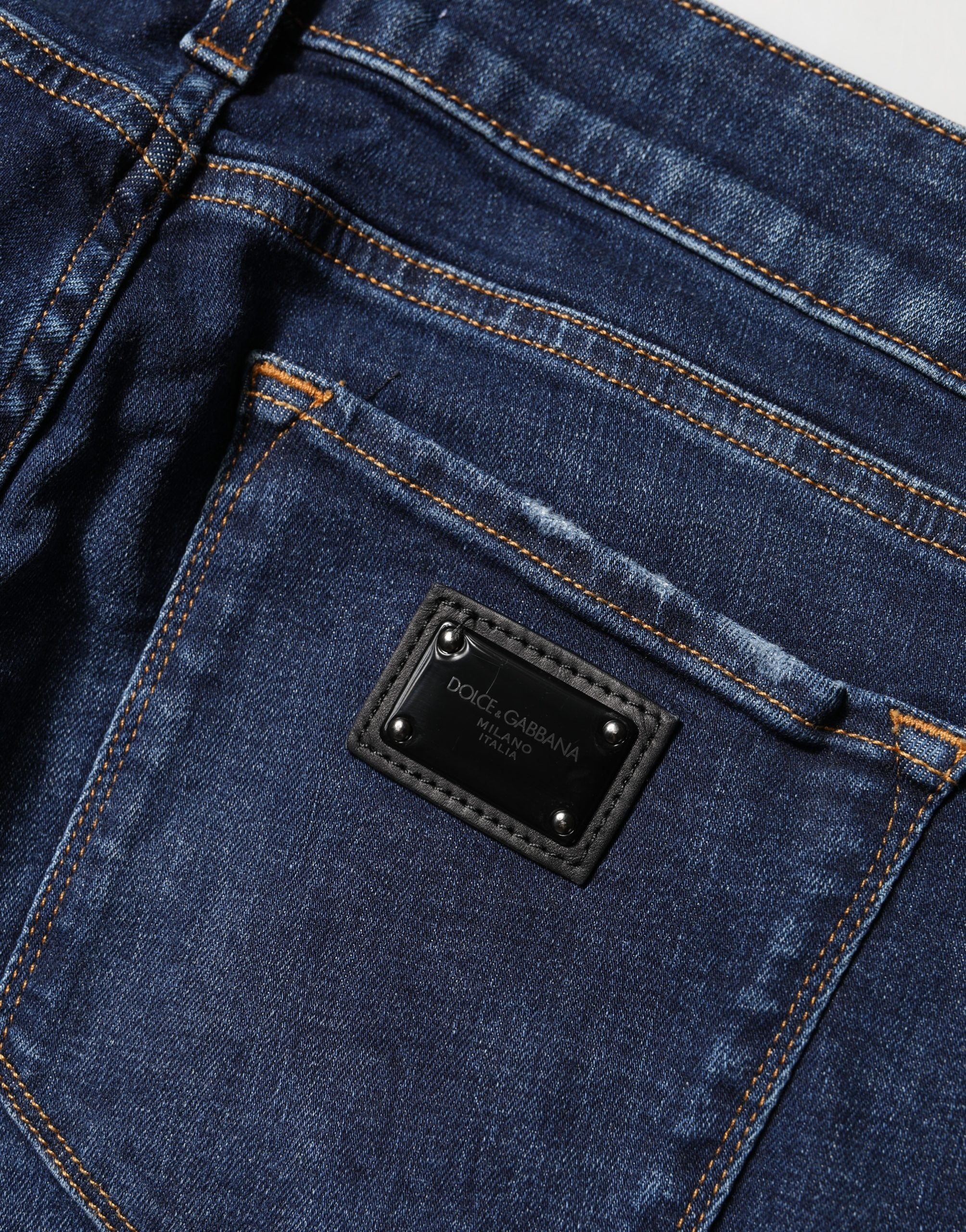 Dolce & Gabbana Blue Distressed Skinny Cotton Denim Women's Jeans