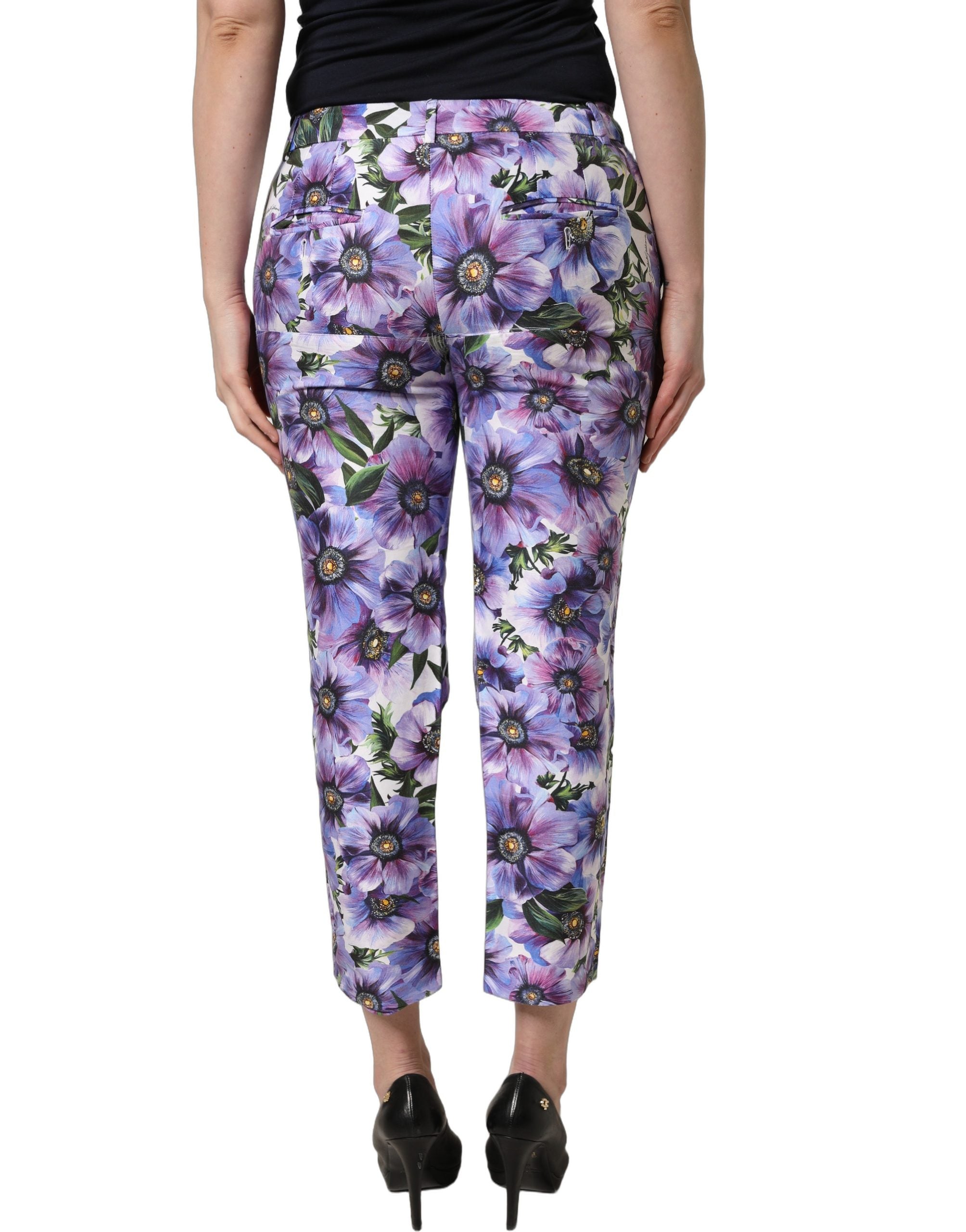 Dolce & Gabbana Multicolor Floral Print CroppedTrouser Women's Pants (Pre-Owned)