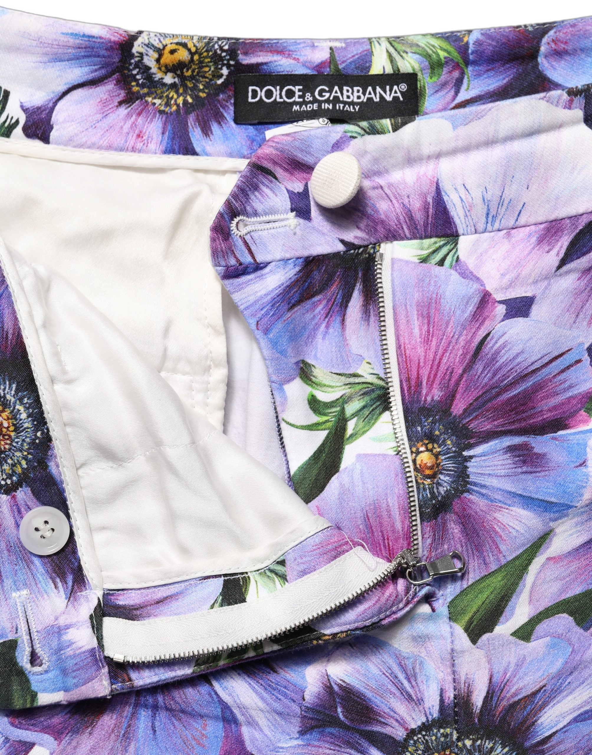 Dolce & Gabbana Multicolor Floral Print CroppedTrouser Women's Pants (Pre-Owned)