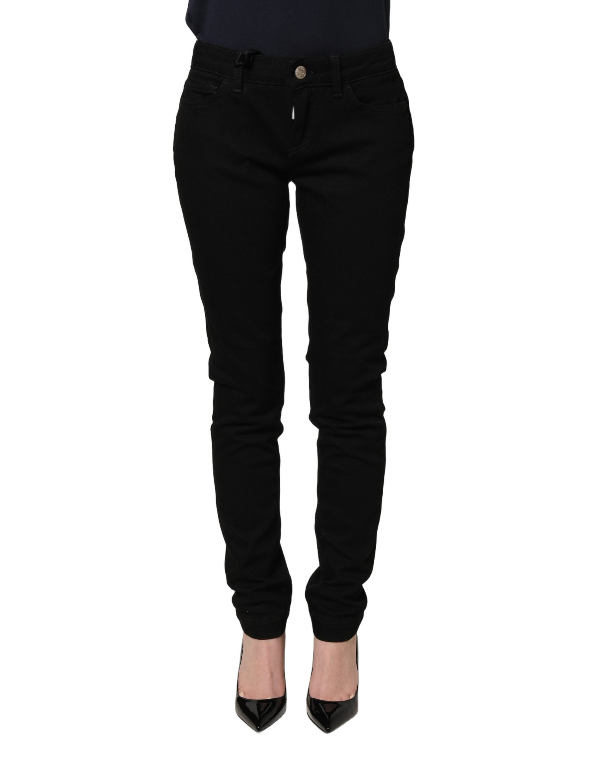 Dolce & Gabbana Black Queen Embroidery PRETTY Denim Women's Jeans