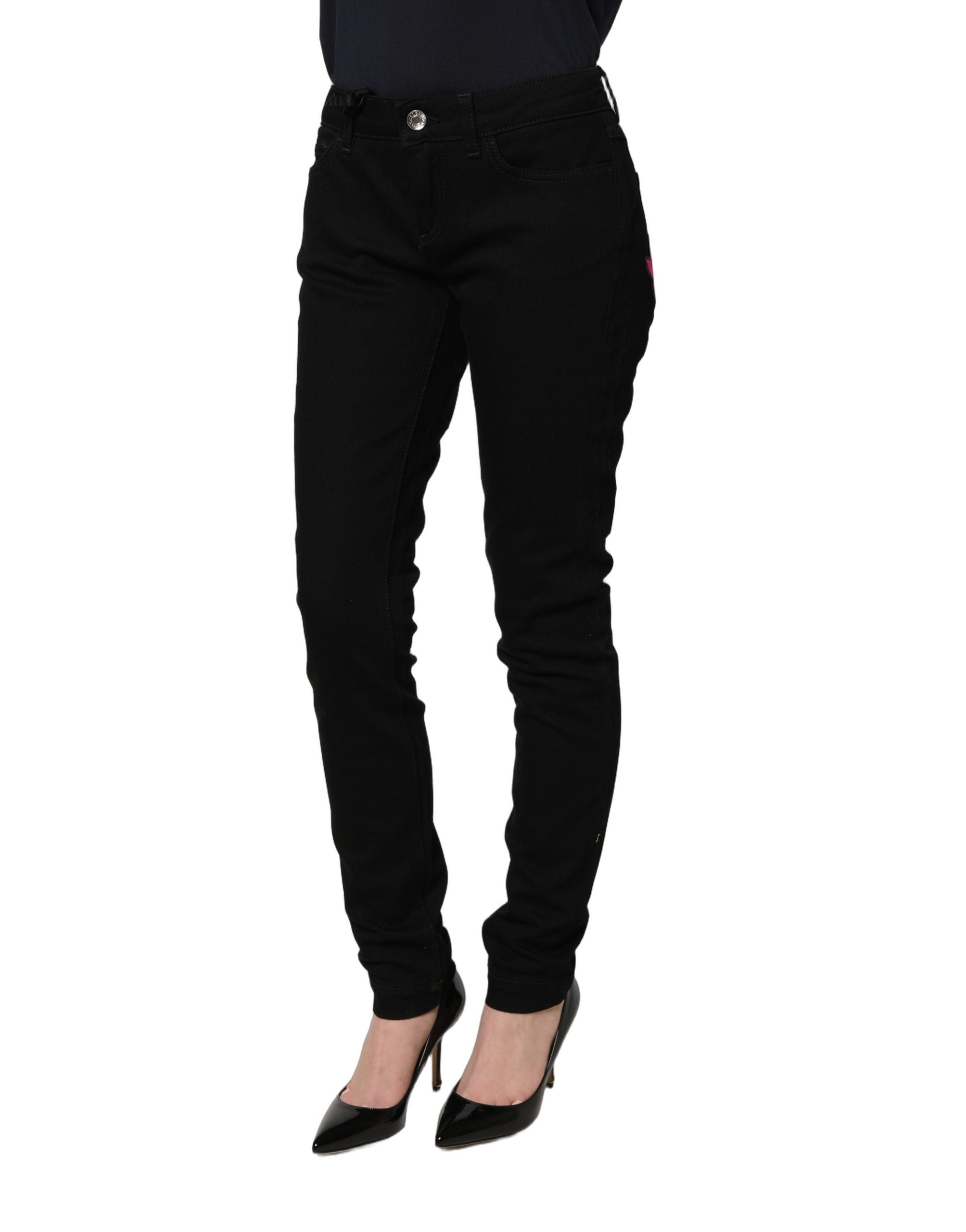 Dolce & Gabbana Black Queen Embroidery PRETTY Denim Women's Jeans
