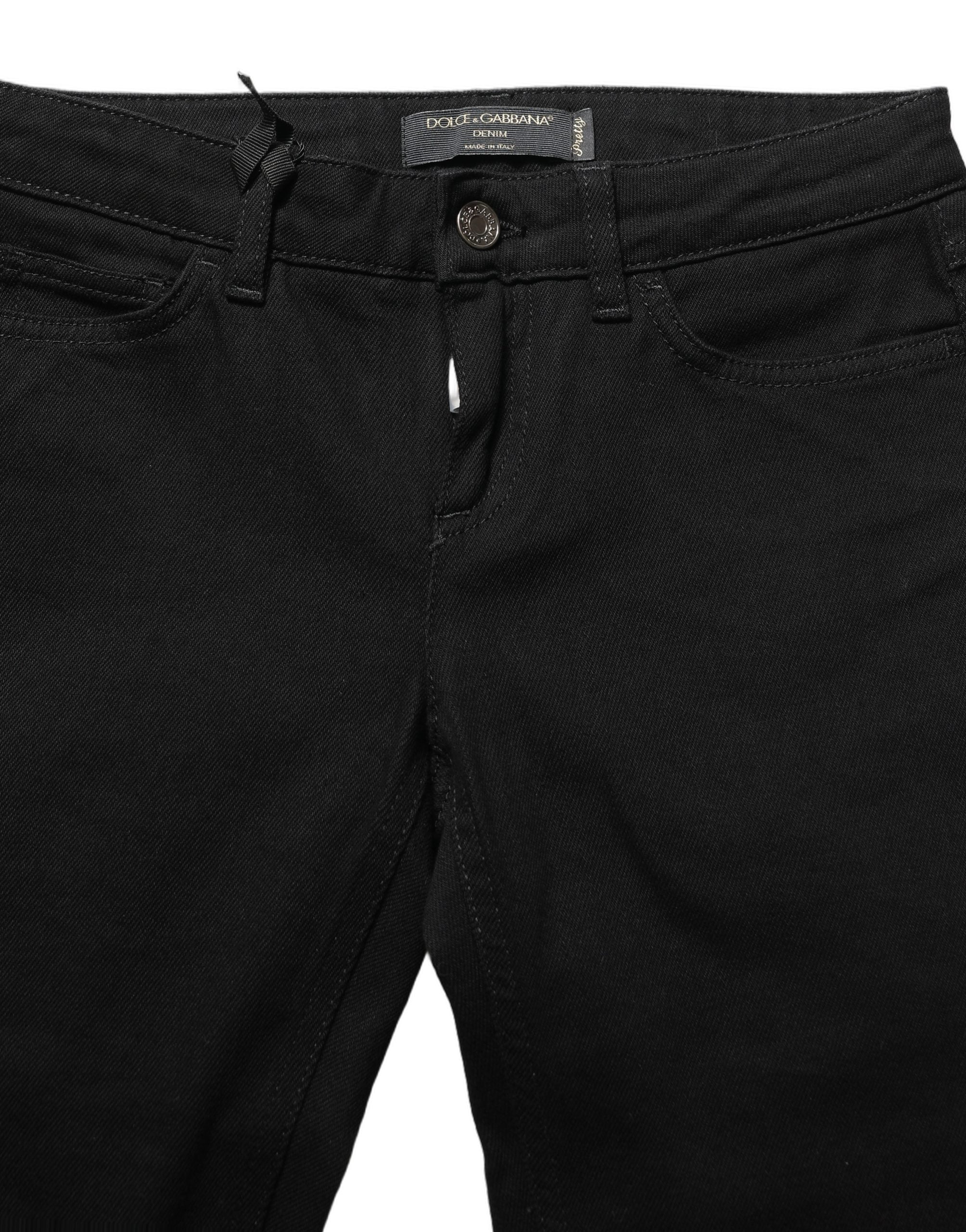 Dolce & Gabbana Black Queen Embroidery PRETTY Denim Women's Jeans