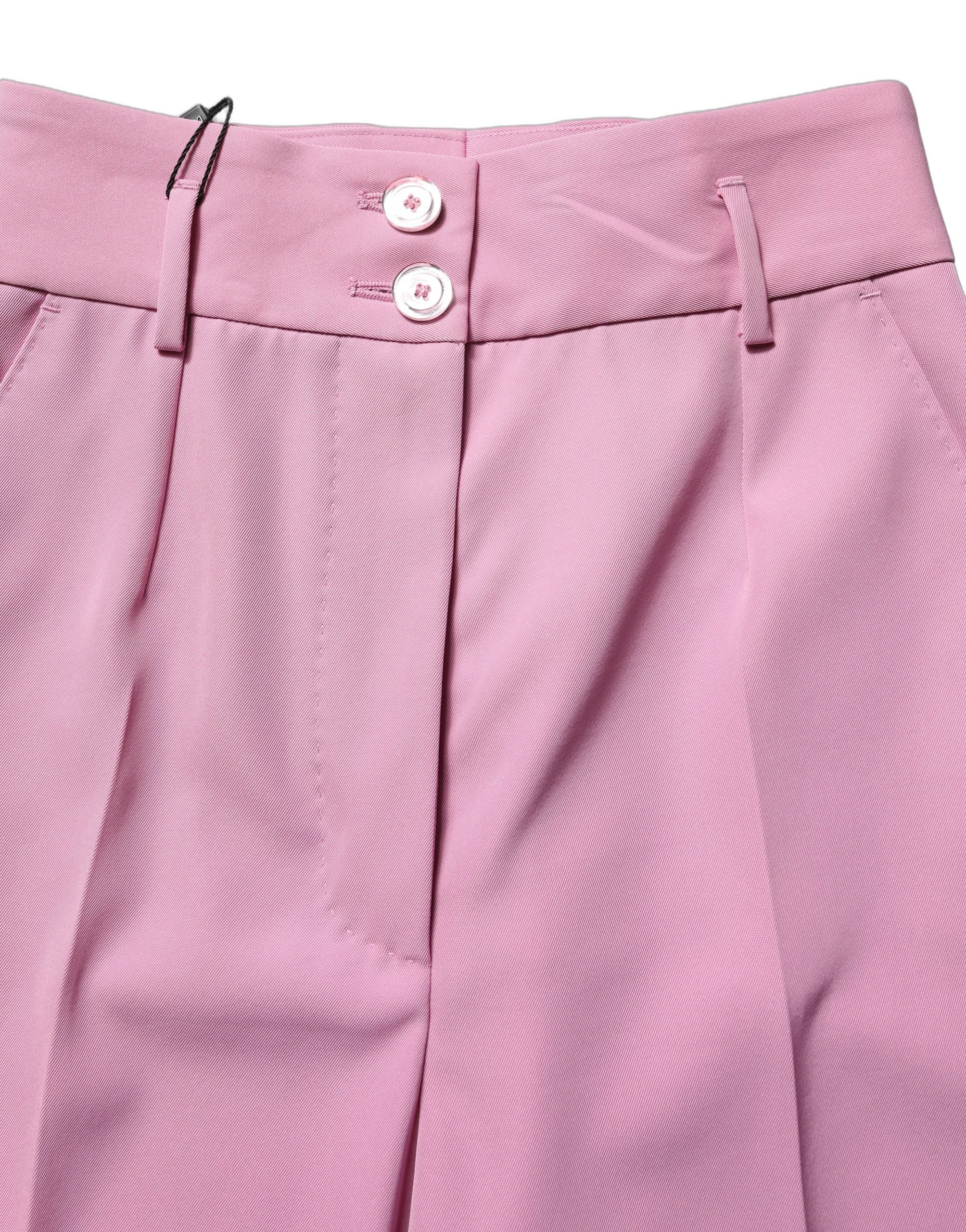 Dolce & Gabbana Pink High Waisted Polyester Trouser Women's Pants