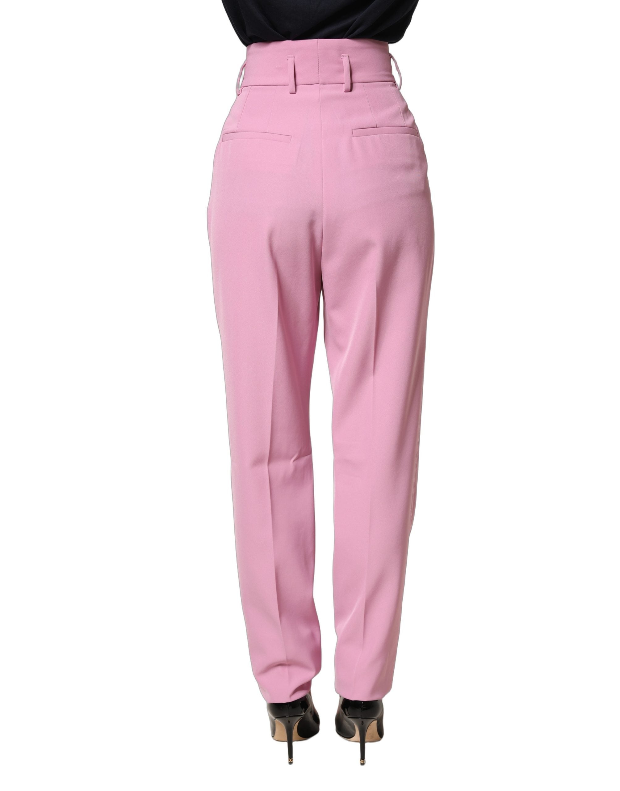 Dolce & Gabbana Pink High Waisted Polyester Trouser Women's Pants