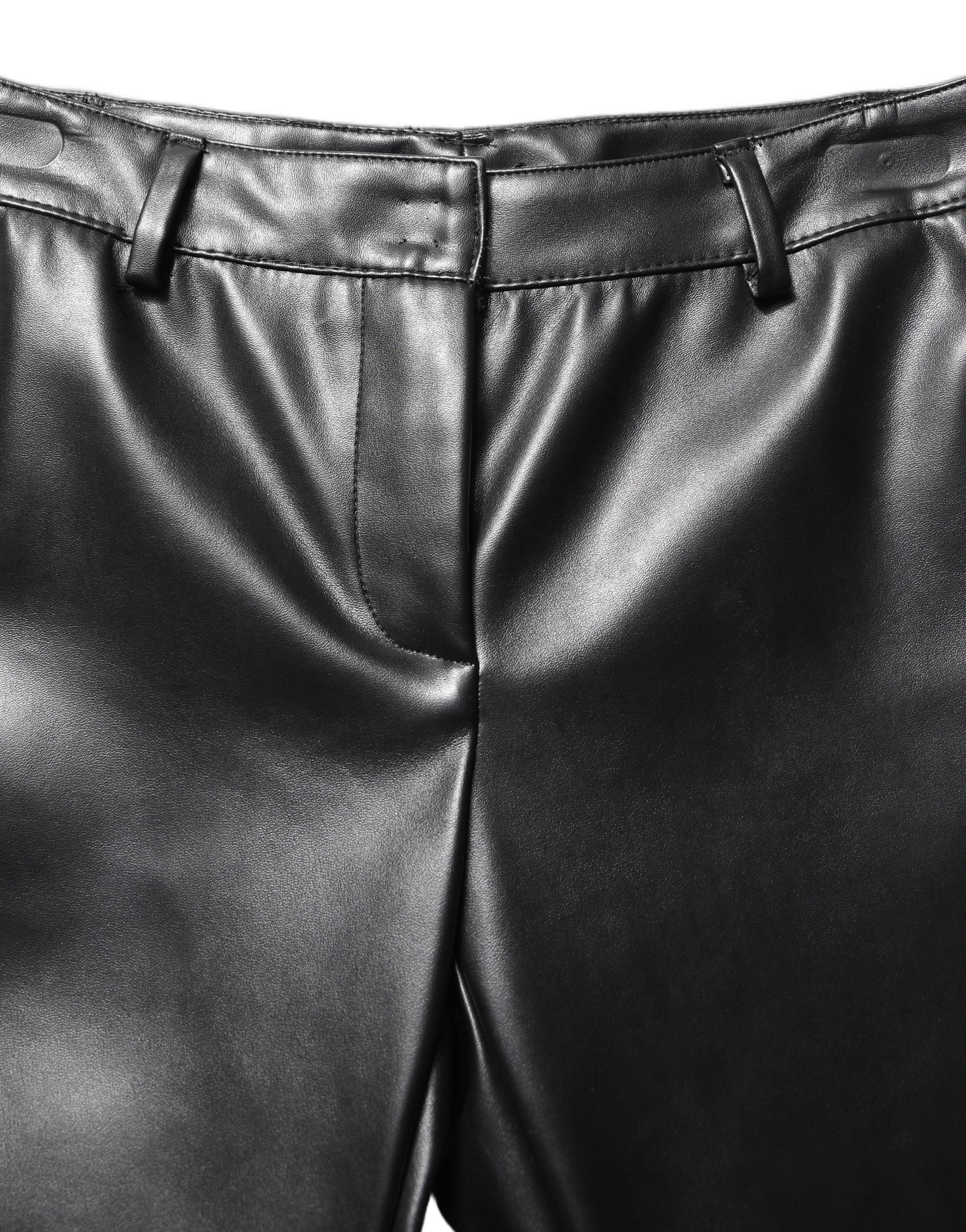 Dolce & Gabbana Black PU Leather High Waisted Trouser Women's Pants