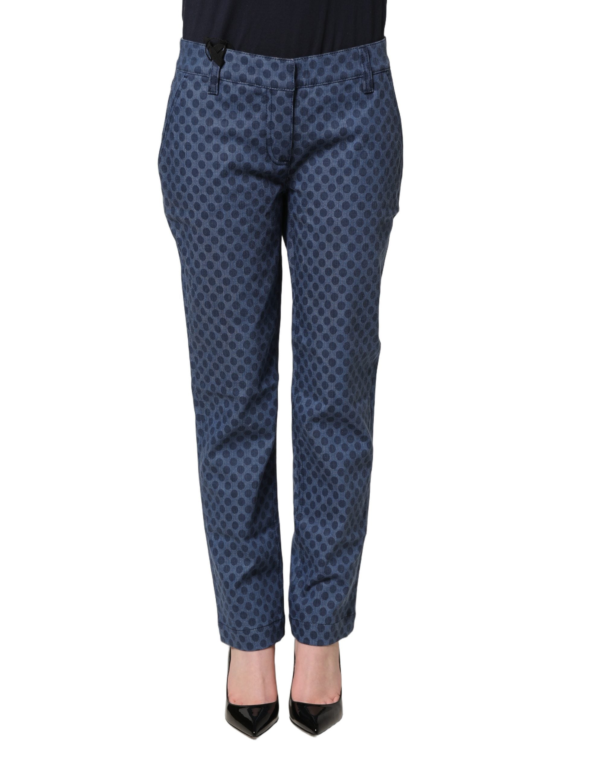 Dolce & Gabbana Blue Polka Dotted Slim Fit Capri Denim Women's Jeans