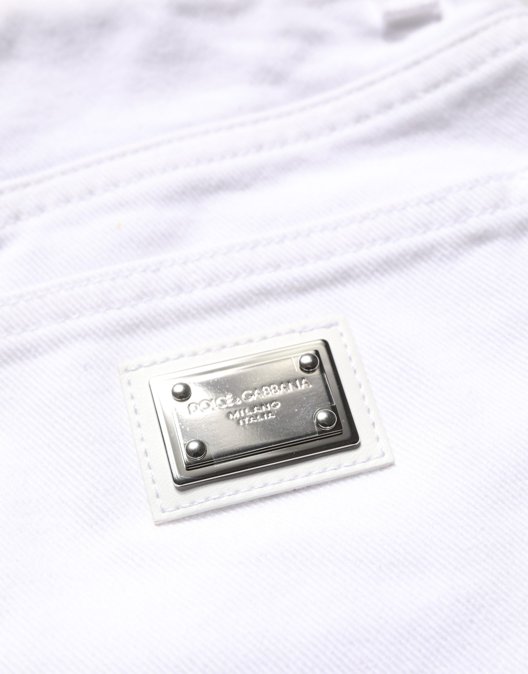 Dolce & Gabbana White Cotton HighWaist Denim Hotpants Women's Shorts (Pre-Owned)