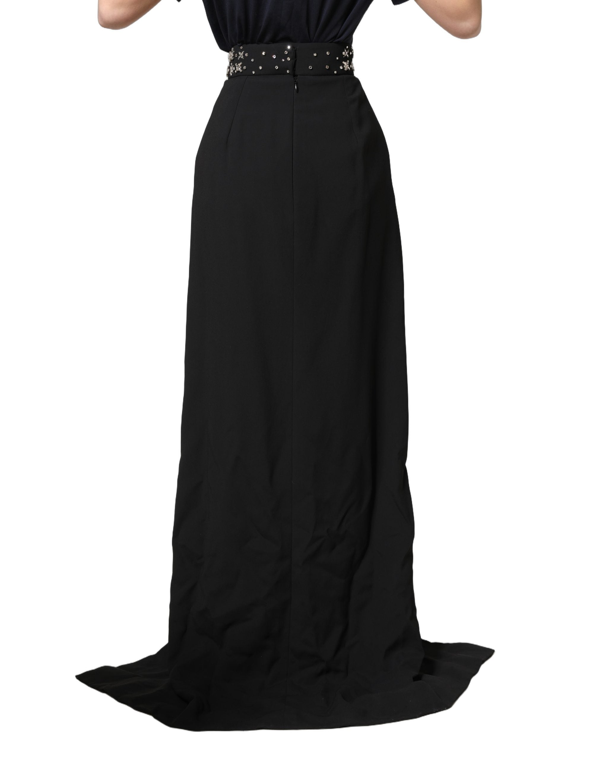 Dolce & Gabbana Black Crystal Embellished High Slit Women's Skirt (Pre-Owned)