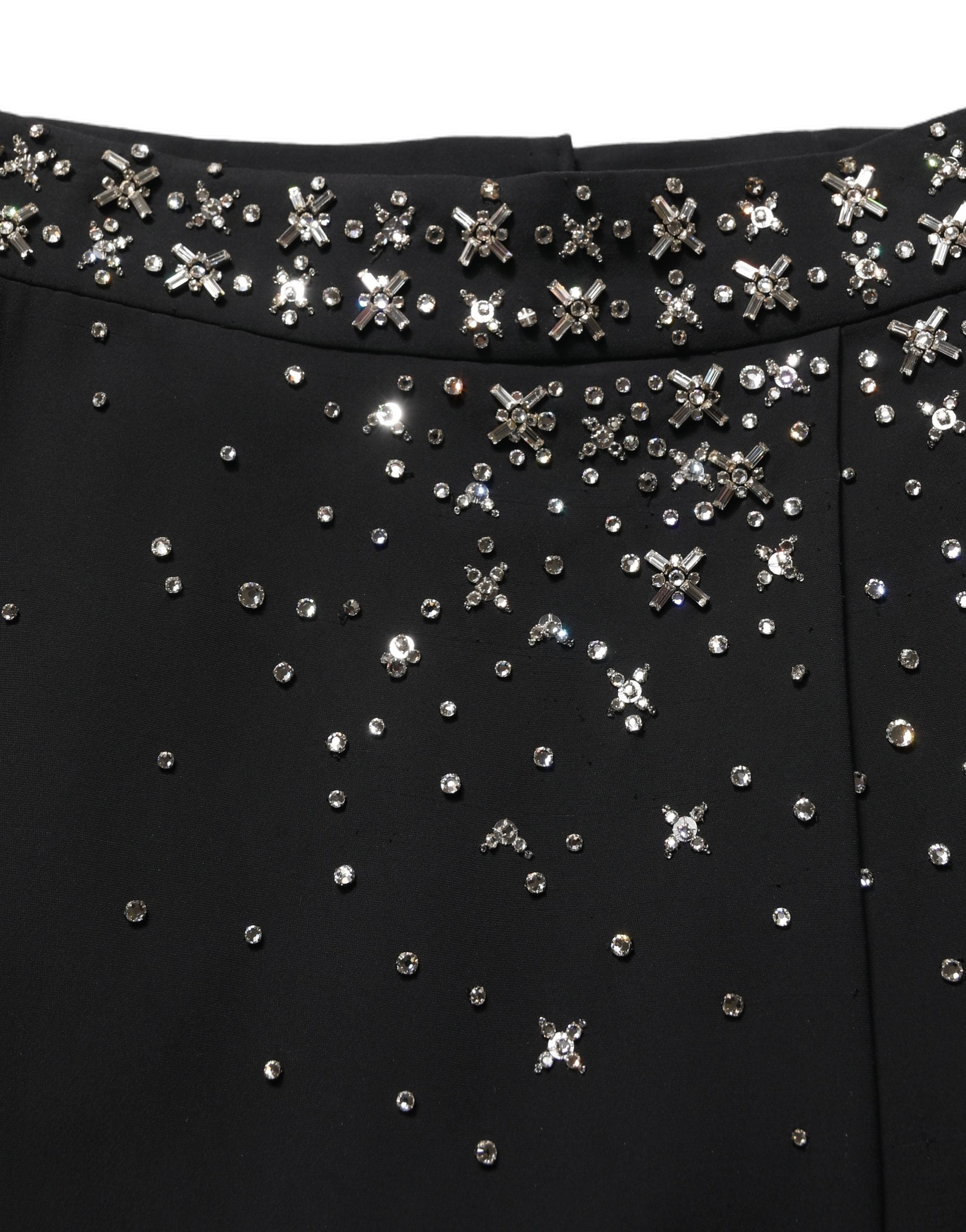 Dolce & Gabbana Black Crystal Embellished High Slit Women's Skirt (Pre-Owned)