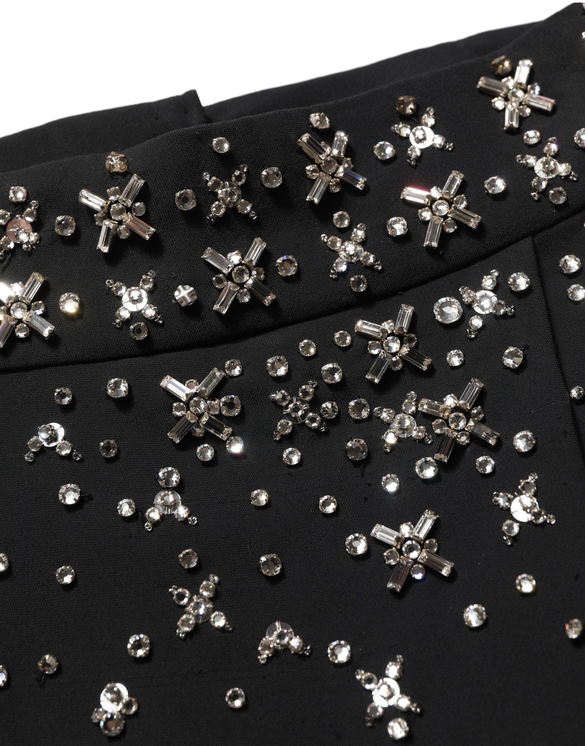 Dolce & Gabbana Black Crystal Embellished High Slit Women's Skirt (Pre-Owned)