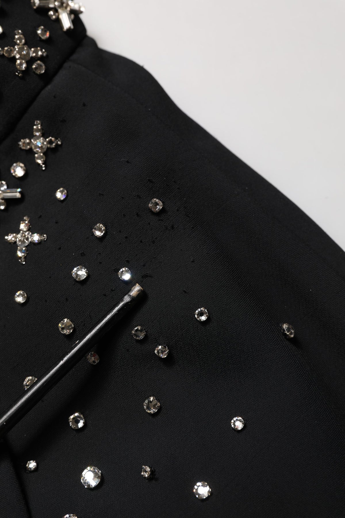 Dolce & Gabbana Black Crystal Embellished High Slit Women's Skirt (Pre-Owned)