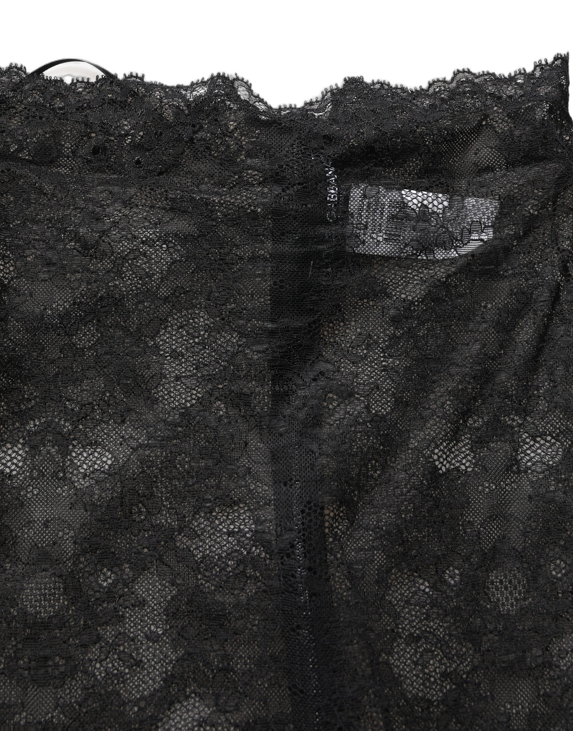 Dolce & Gabbana Black Floral Lace High Waist KneeLength Women's Skirt