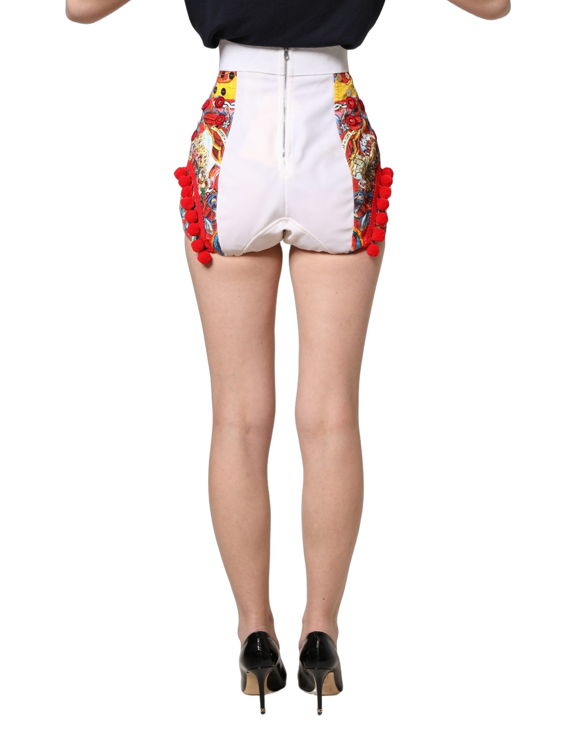 Dolce & Gabbana Multicolor Brocade Jewelled High Waist Hotpants Women's Skirt (Pre-Owned)