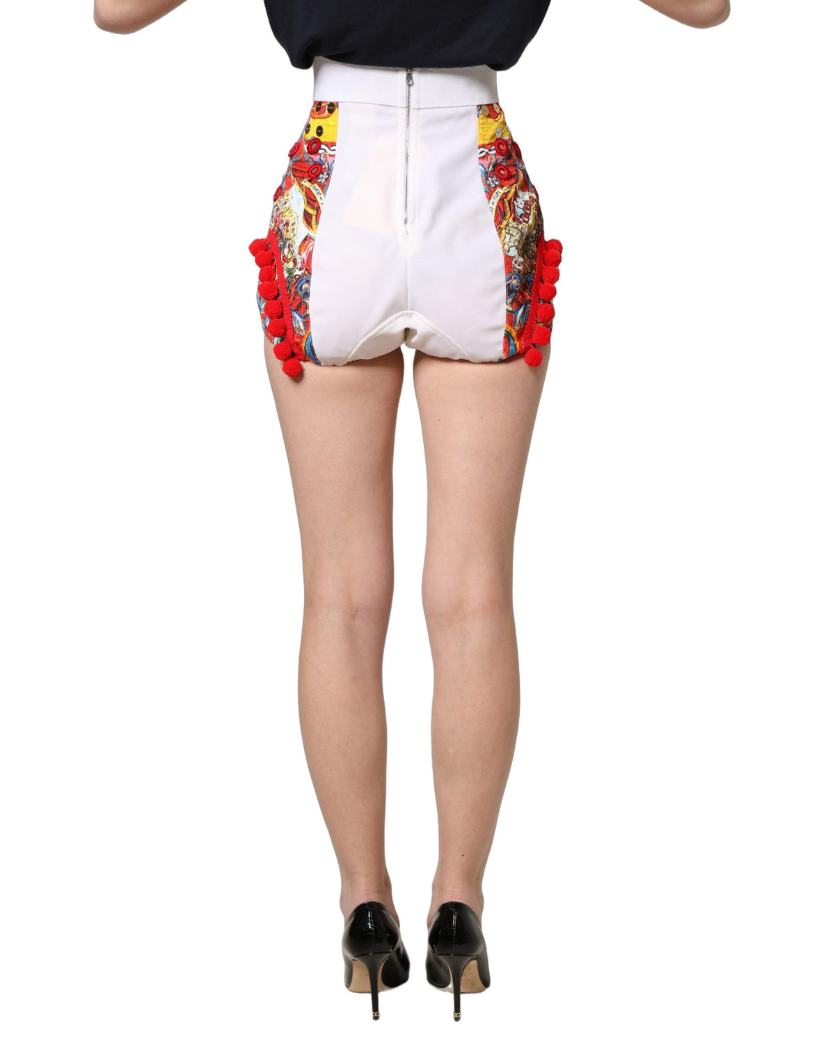 Dolce & Gabbana Multicolor Brocade Jewelled High Waist Hotpants Women's Skirt (Pre-Owned)