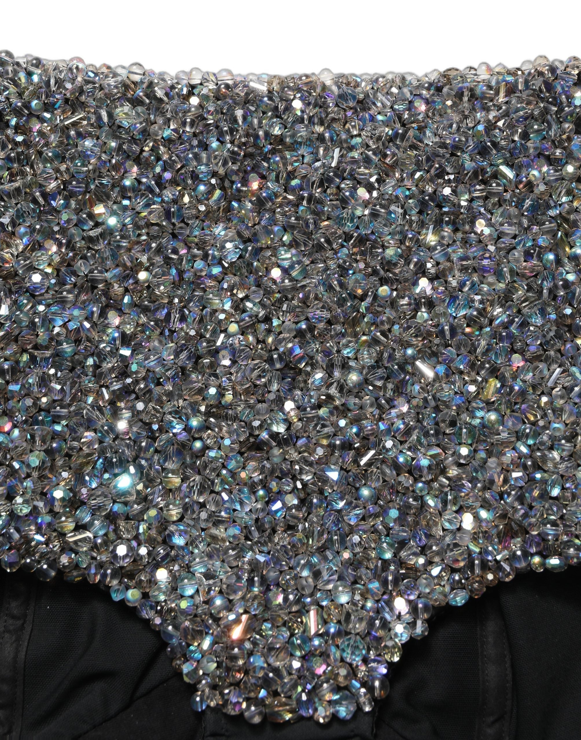 Dolce & Gabbana Black Rhinestone High Waist Hotpants Women's Shorts