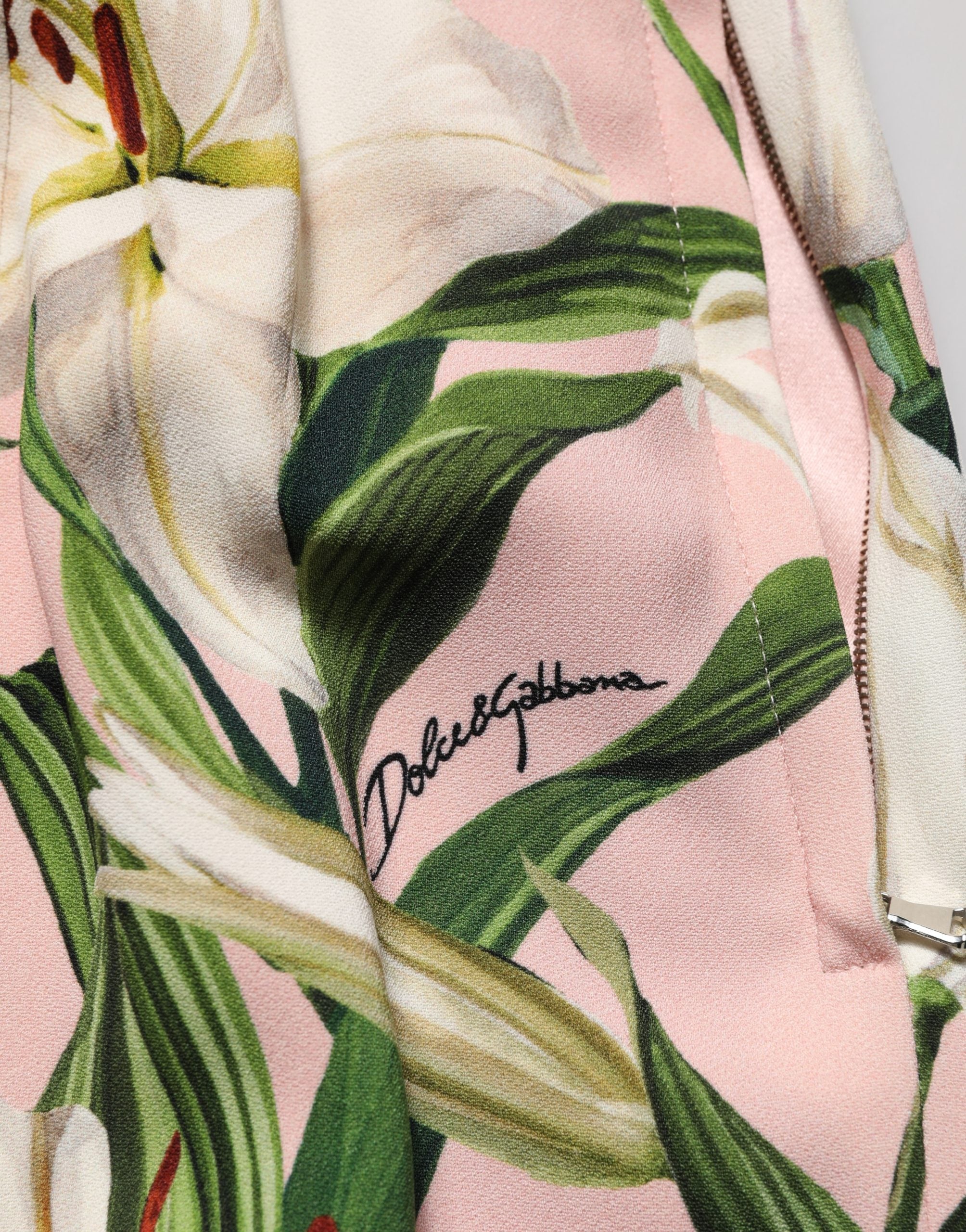 Dolce & Gabbana Pink Lilium Print High Waist Pencil Women's Skirt