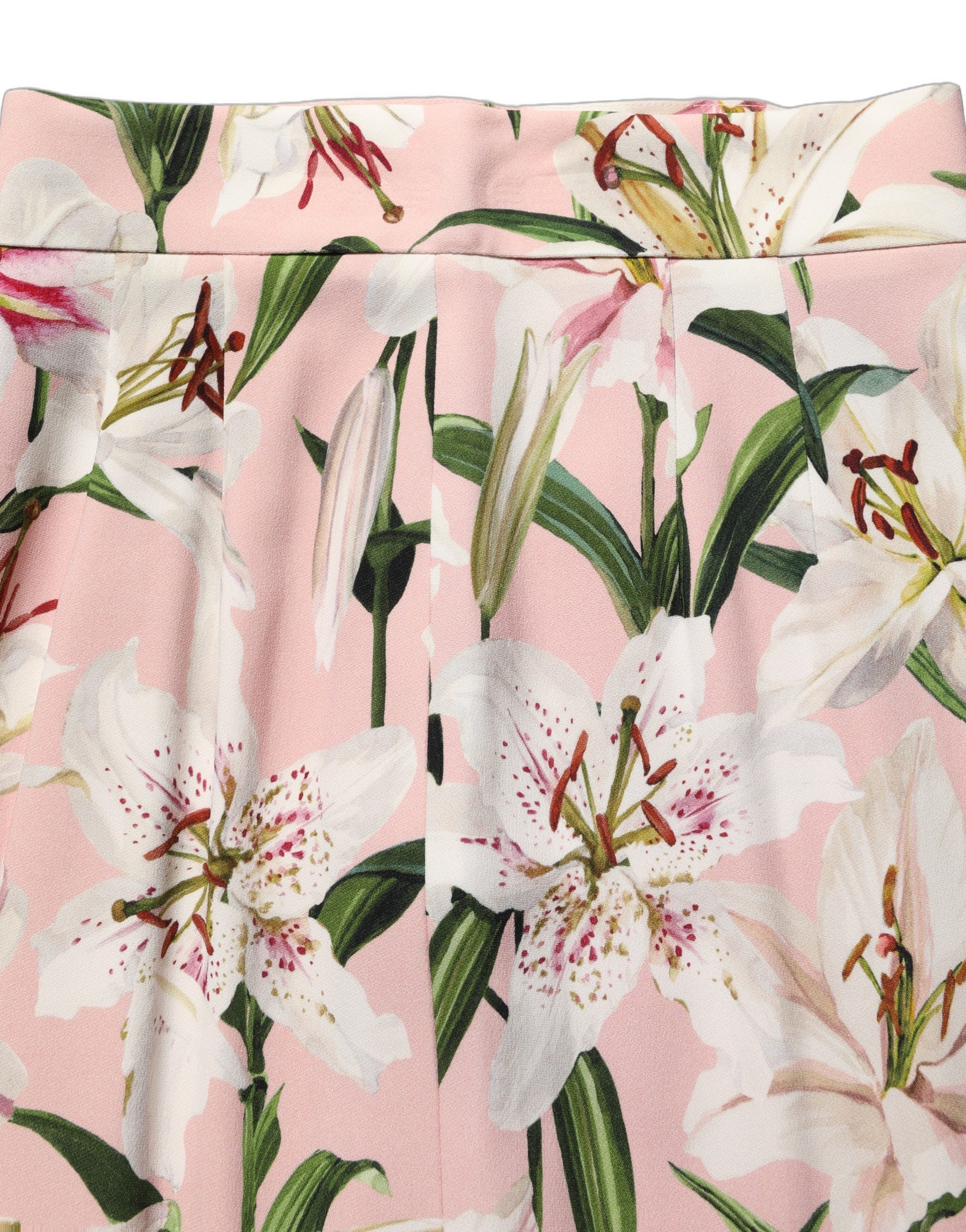 Dolce & Gabbana Pink Lilium Print High Waist Pencil Women's Skirt