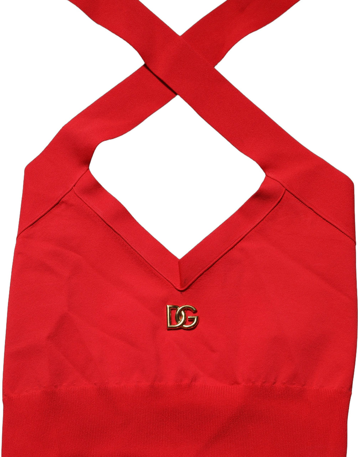 Dolce & Gabbana Red Viscose Sleeveless Halter Crop Tank Women's Top (Pre-Owned)