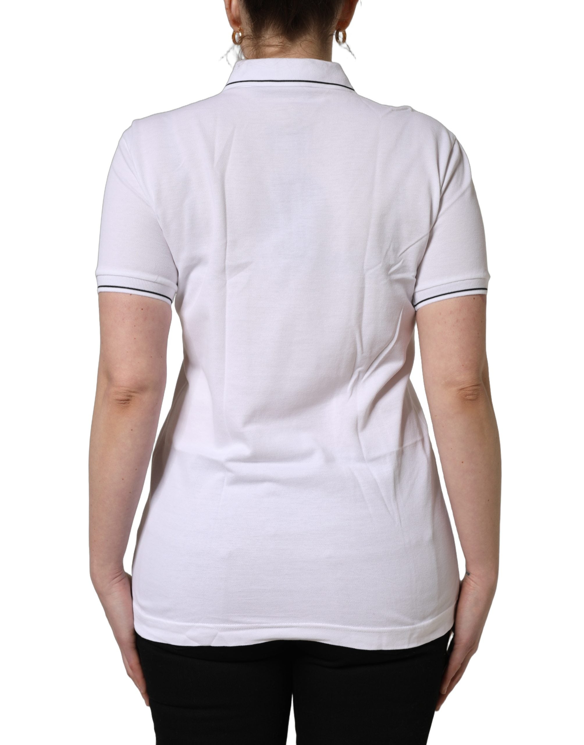 Dolce & Gabbana White Crown Cotton Short Sleeves Polo Women's Top