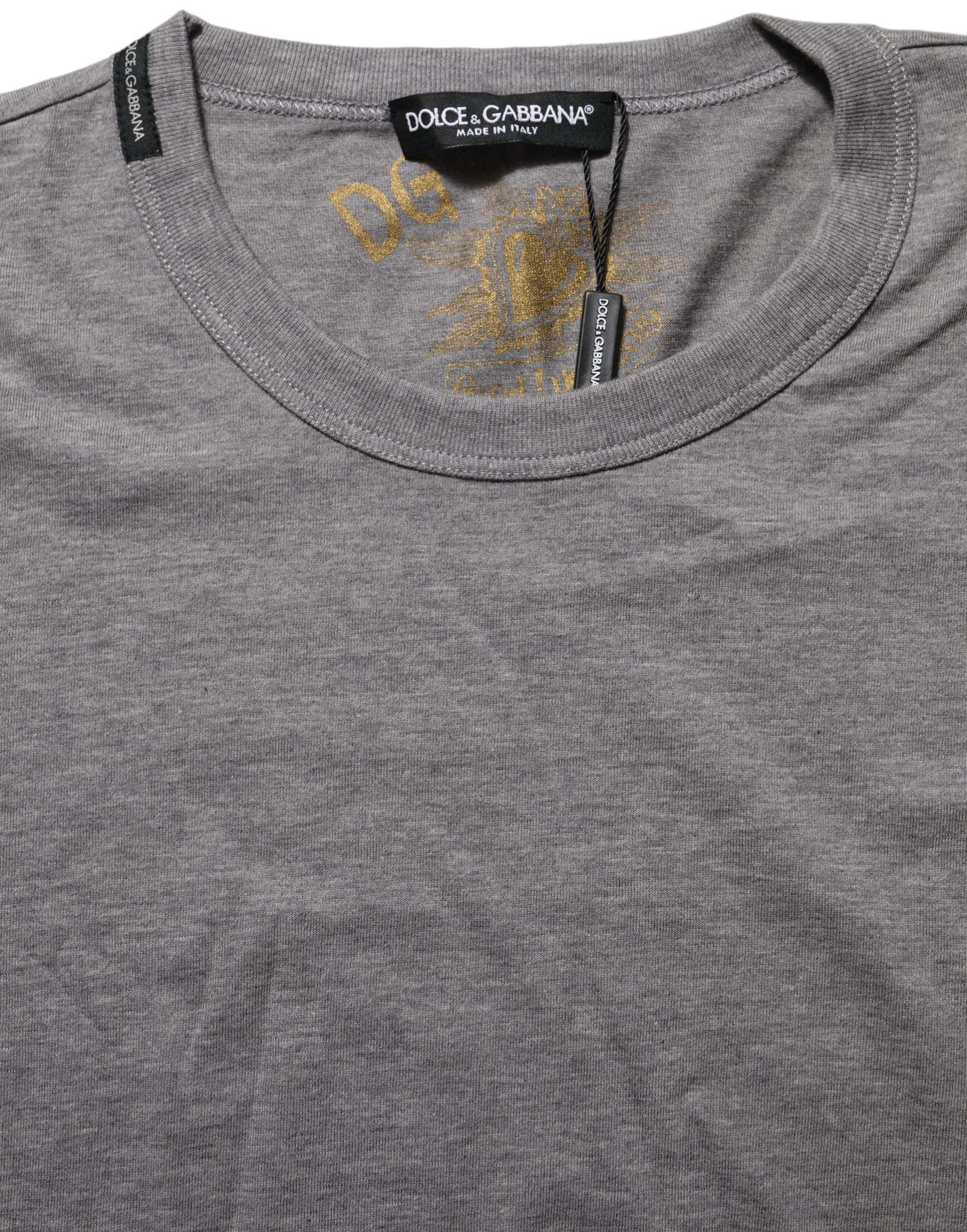 Dolce & Gabbana Grey Cotton Short Sleeves Crew Neck Women's T-shirt